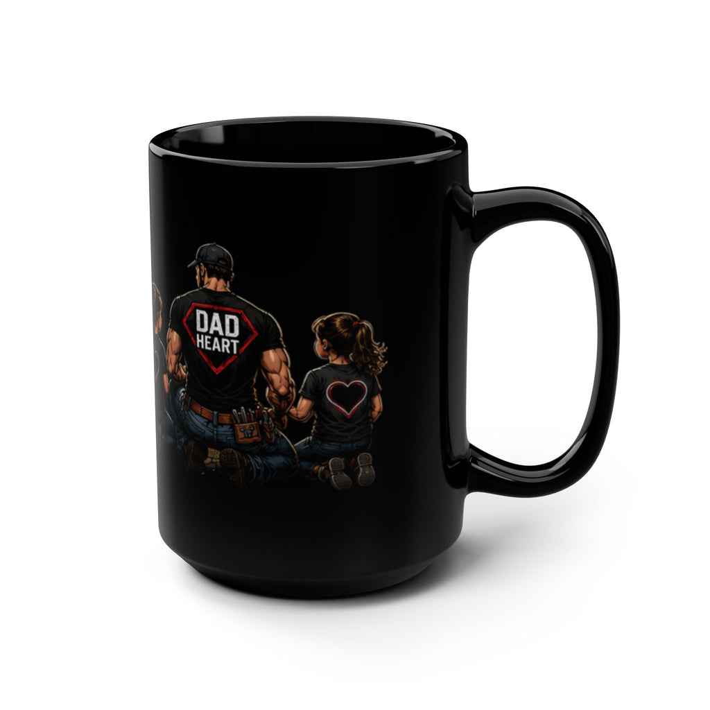 Dad Life Full Time Full Heart Mug — 15oz Black Coffee Cup for Fathers (Father's Day Gift)