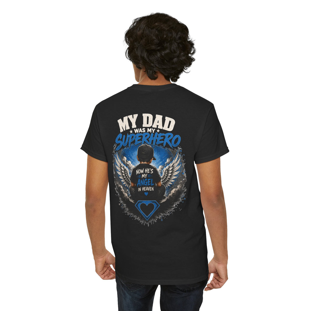 My Dad Superhero Tee — 'Now He’s My Angel in Heaven' Memorial T-Shirt