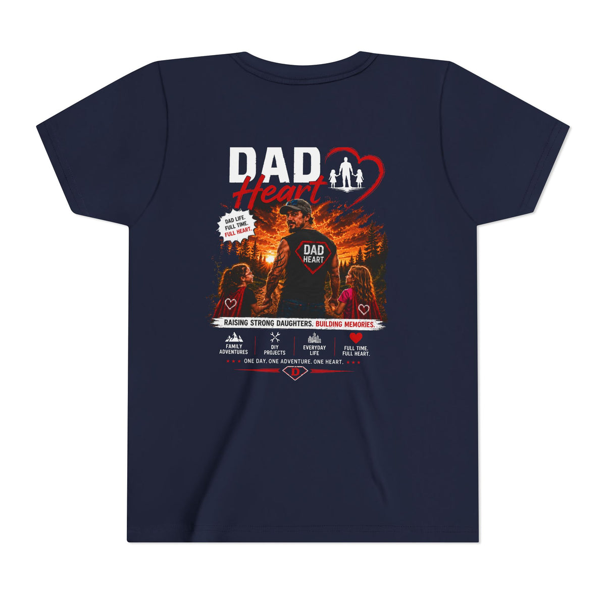 Youth Tee — “Dad Heart” Father & Kids Heart Graphic Shirt