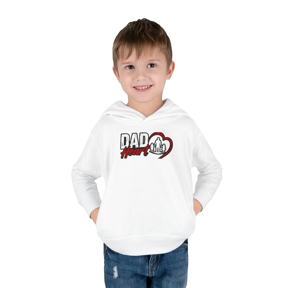 Toddler Hoodie — "Dad Heart" Superhero Bear Pullover