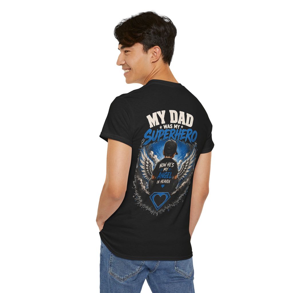 My Dad Superhero Tee — 'Now He’s My Angel in Heaven' Memorial T-Shirt