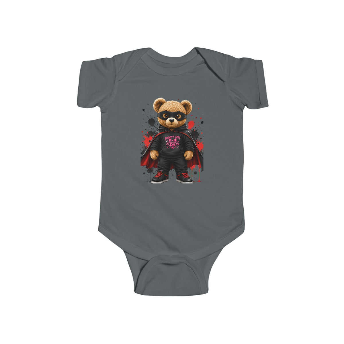 Baby Bodysuit - Superhero Teddy Bear with Heart Family Graphic