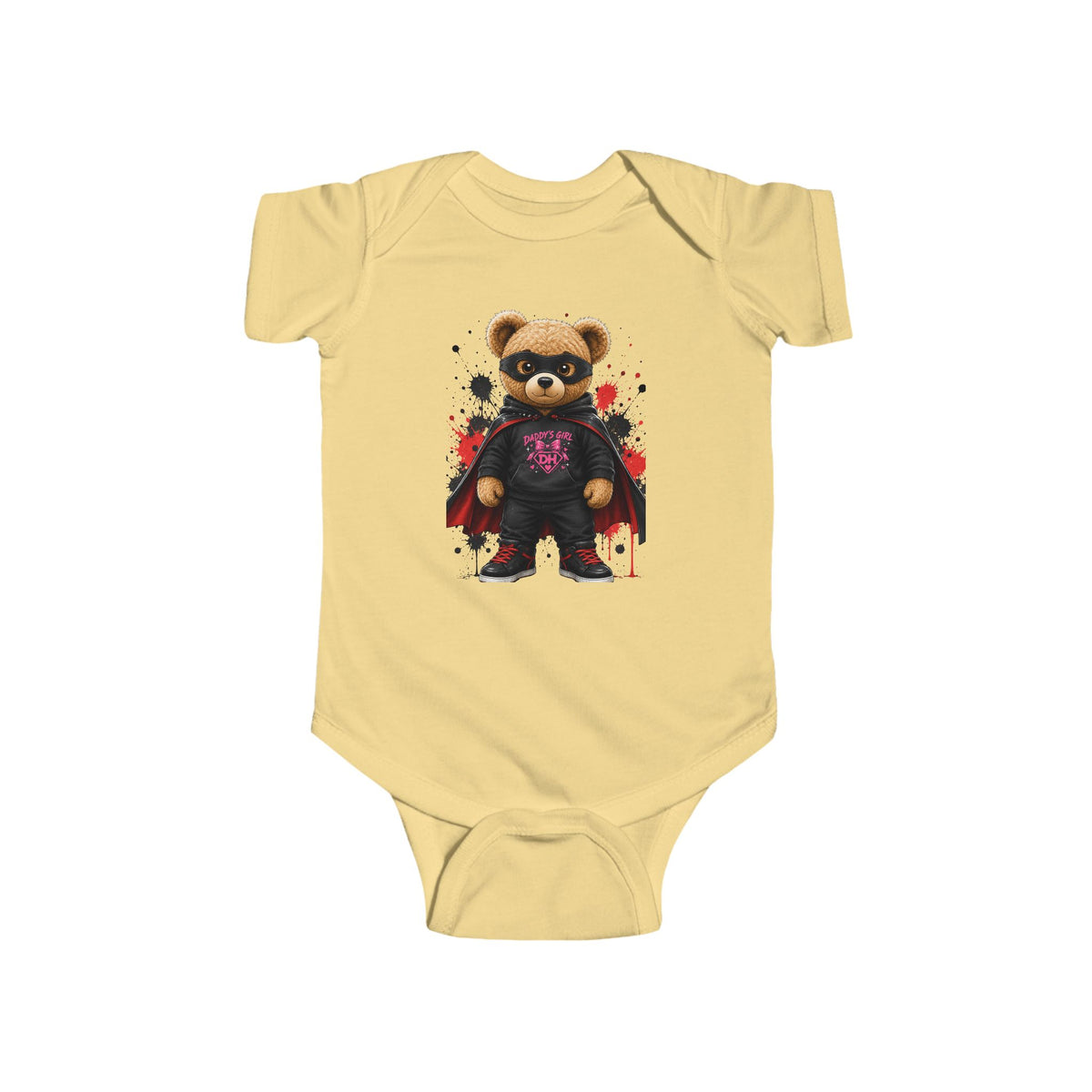 Baby Bodysuit - Superhero Teddy Bear with Heart Family Graphic