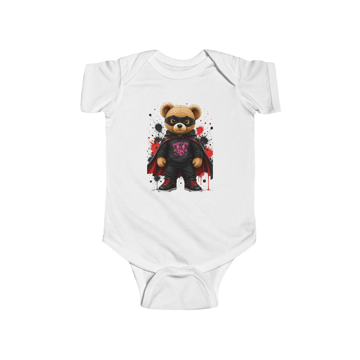 Baby Bodysuit - Superhero Teddy Bear with Heart Family Graphic