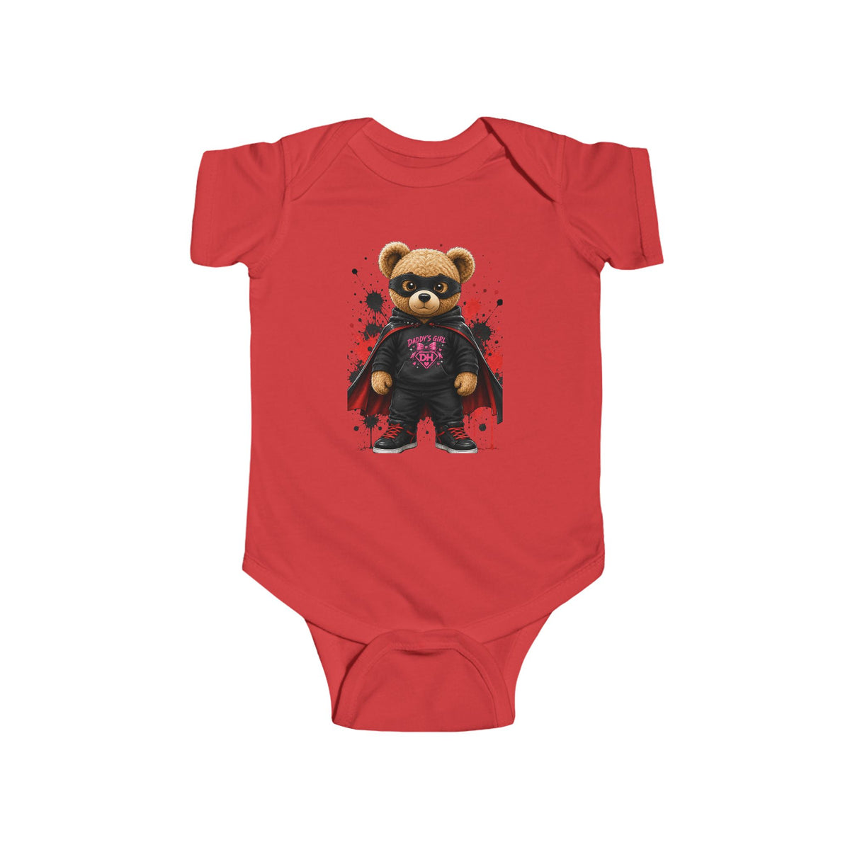 Baby Bodysuit - Superhero Teddy Bear with Heart Family Graphic