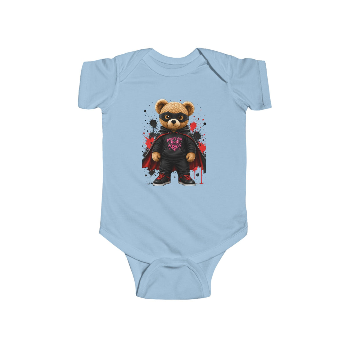 Baby Bodysuit - Superhero Teddy Bear with Heart Family Graphic