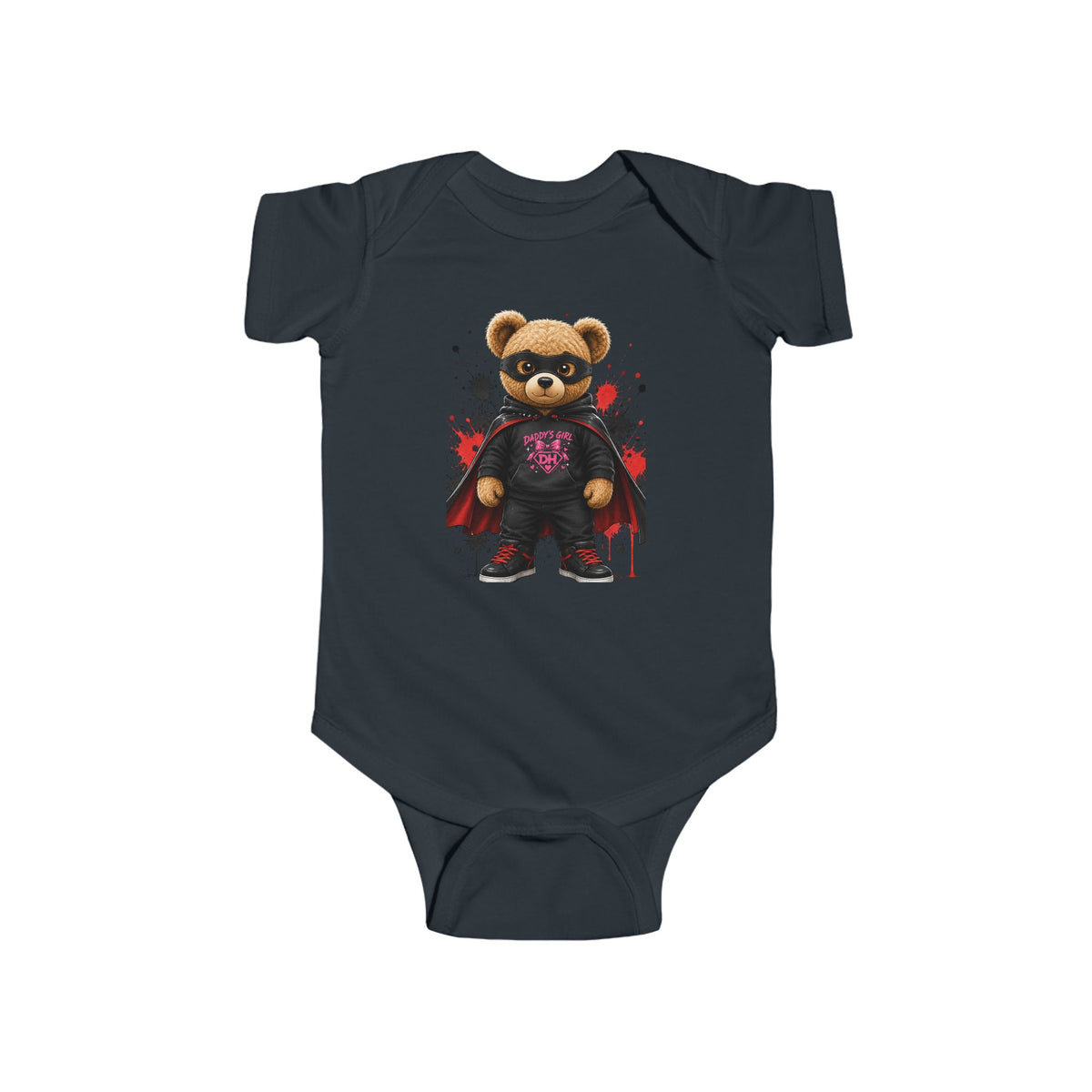 Baby Bodysuit - Superhero Teddy Bear with Heart Family Graphic