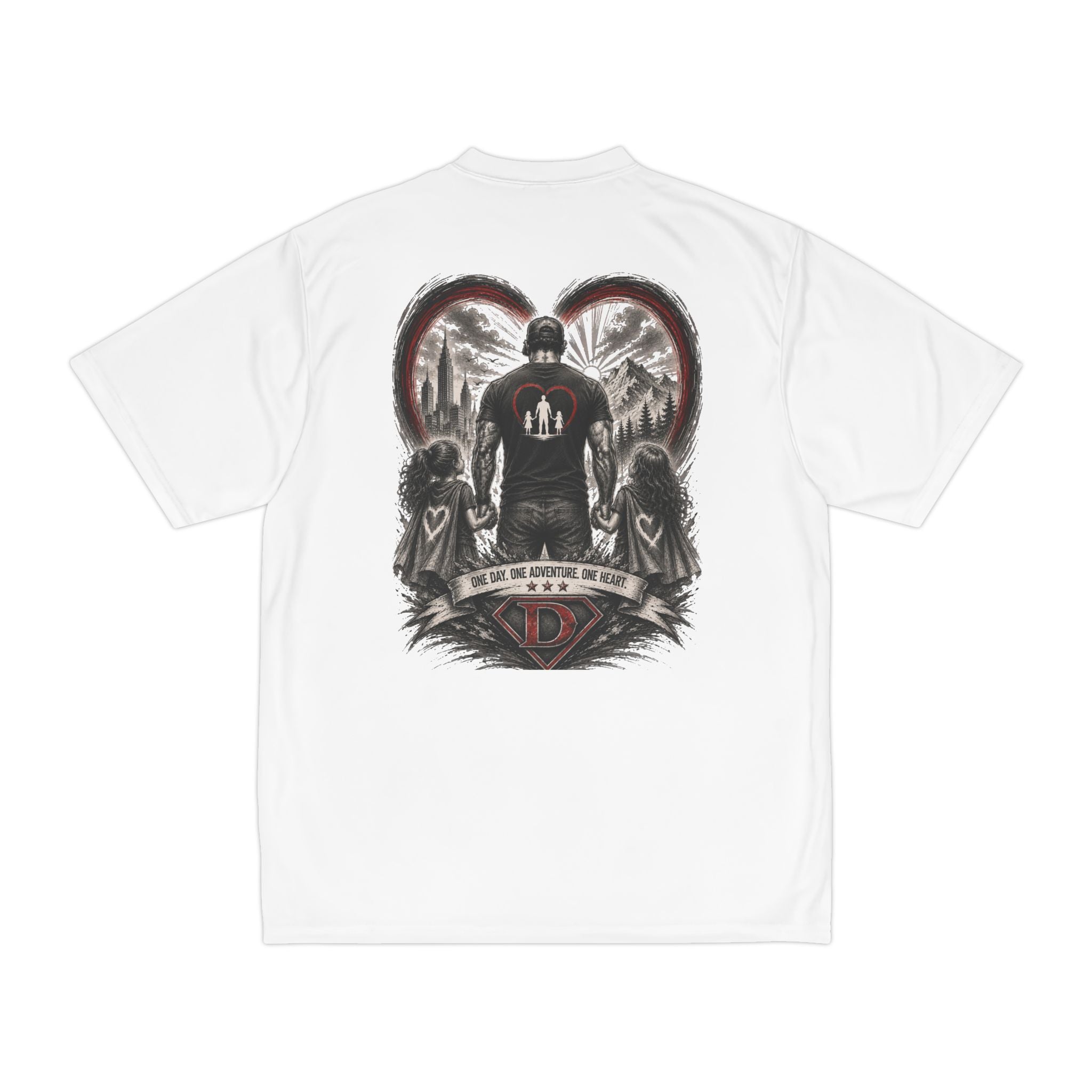Men's T-Shirt — Daddy Defender Design | Father & Kids Heart Graphic Performance Tee