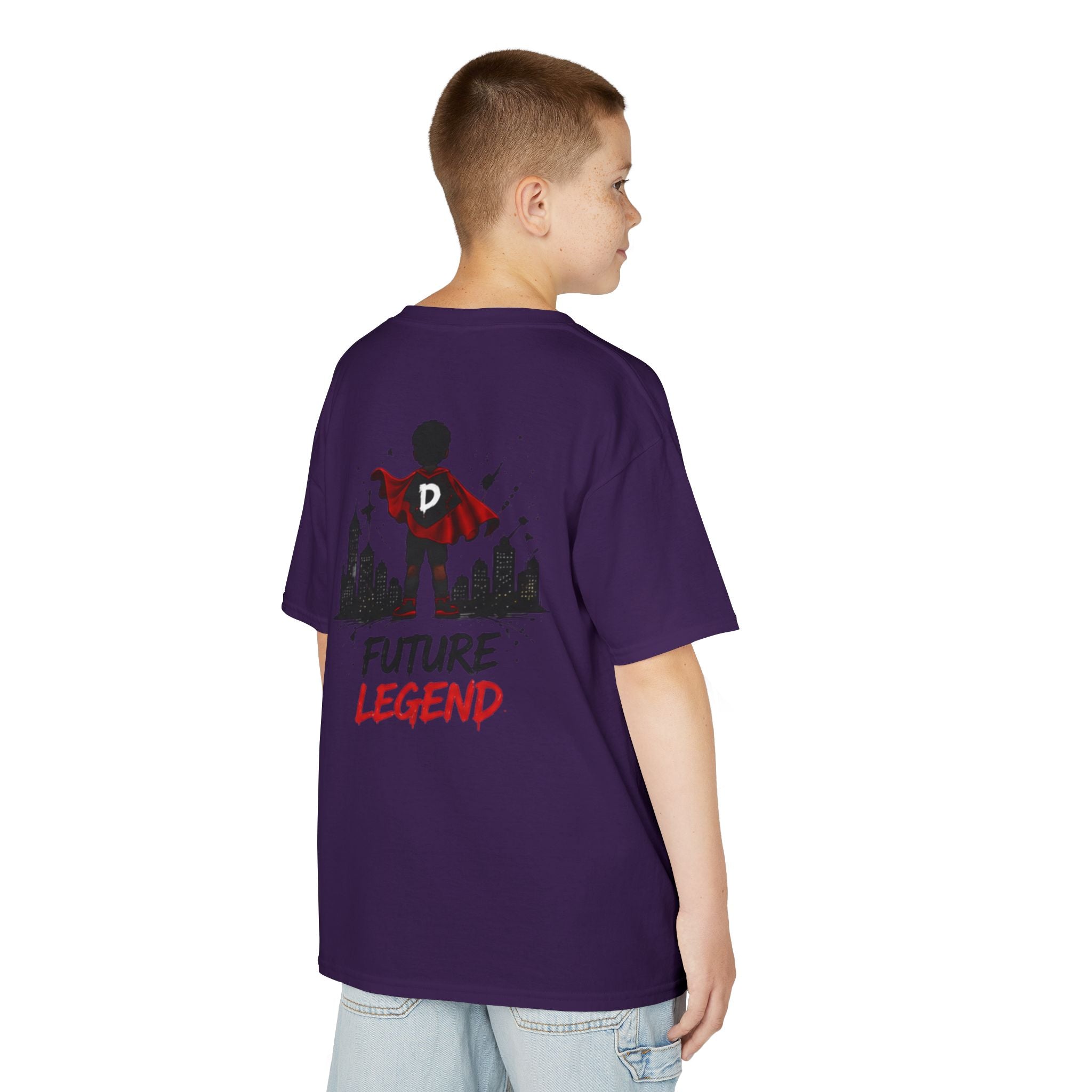 Kids Tee — "Strong Brave Loved" Front & "Future Legend" Superhero Back