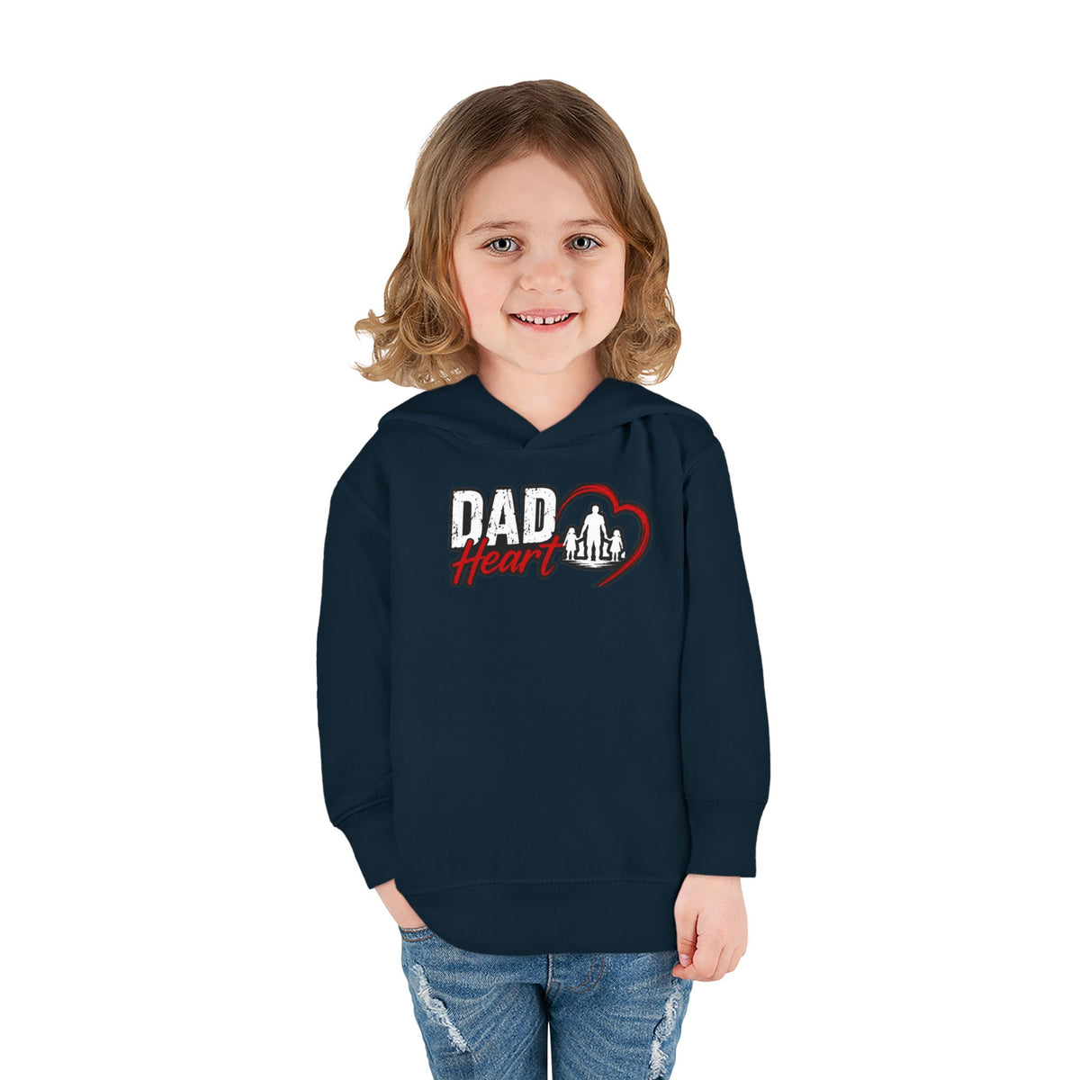 Toddler Hoodie — "Dad Heart" Superhero Bear Pullover