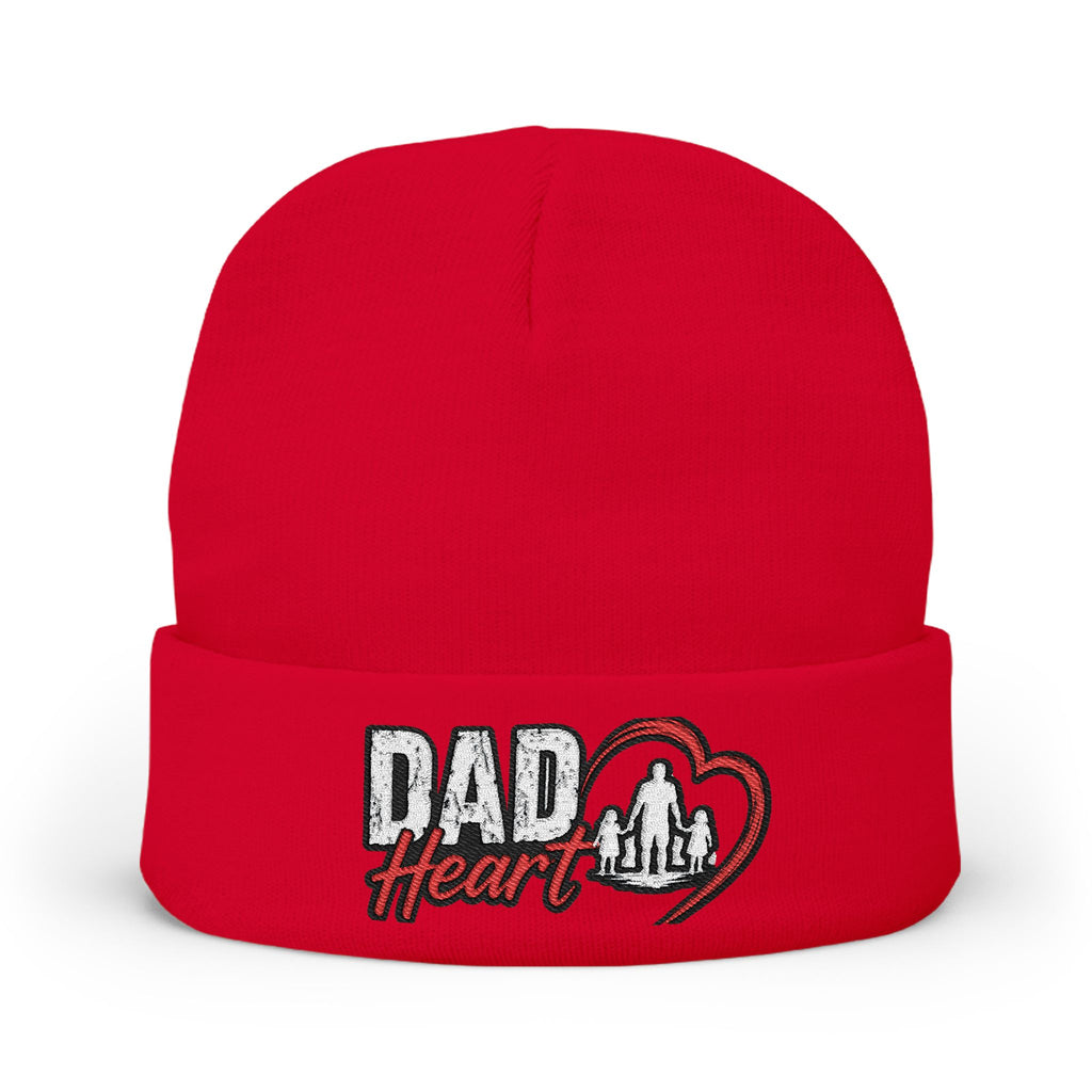 Dad Heart Embroidered Knit Beanie — Father’s Day Cozy Dad Hat