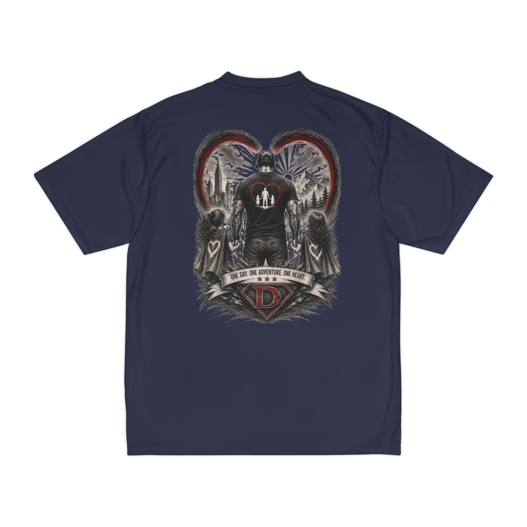 Men's T-Shirt — Daddy Defender Design | Father & Kids Heart Graphic Performance Tee