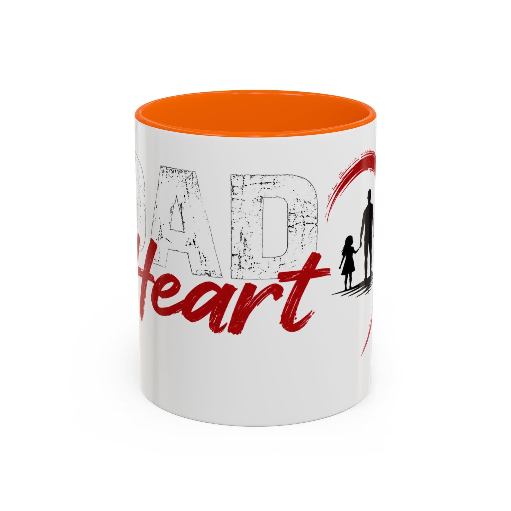 Dad Heart Coffee Mug — Father & Kids Silhouette Accent Mug (11/15 oz)