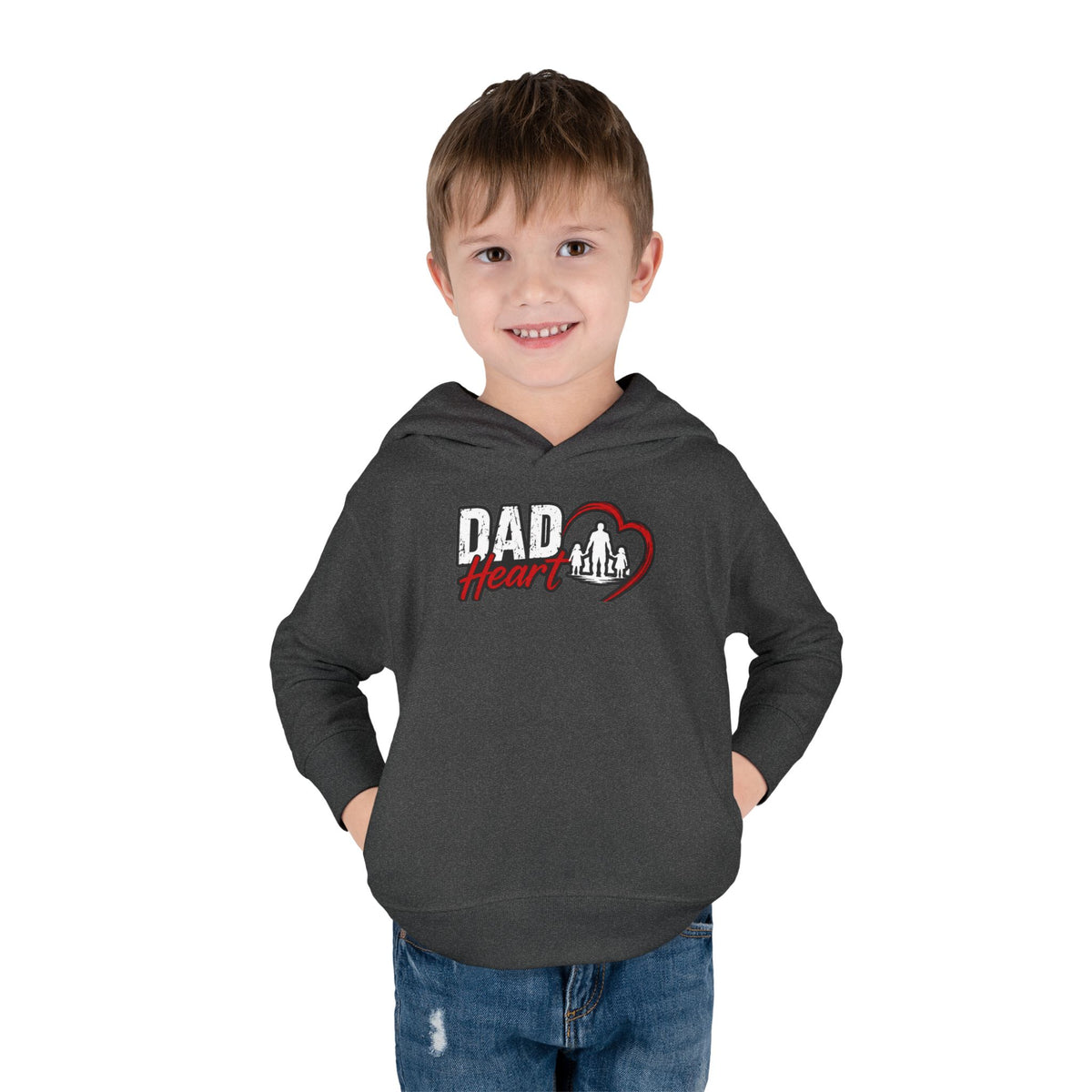 Toddler Hoodie — "Dad Heart" Superhero Bear Pullover