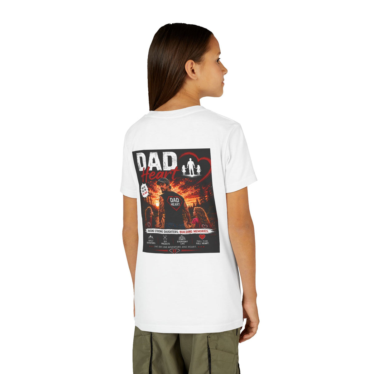 Youth Tee — “Dad Heart” Father & Kids Heart Graphic Shirt