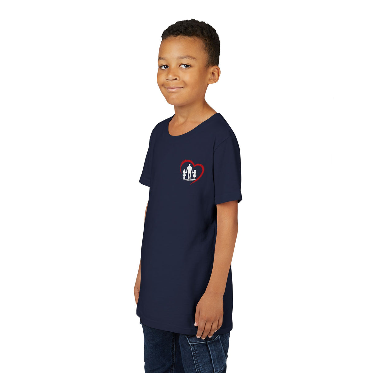 Youth Tee — “Dad Heart” Father & Kids Heart Graphic Shirt