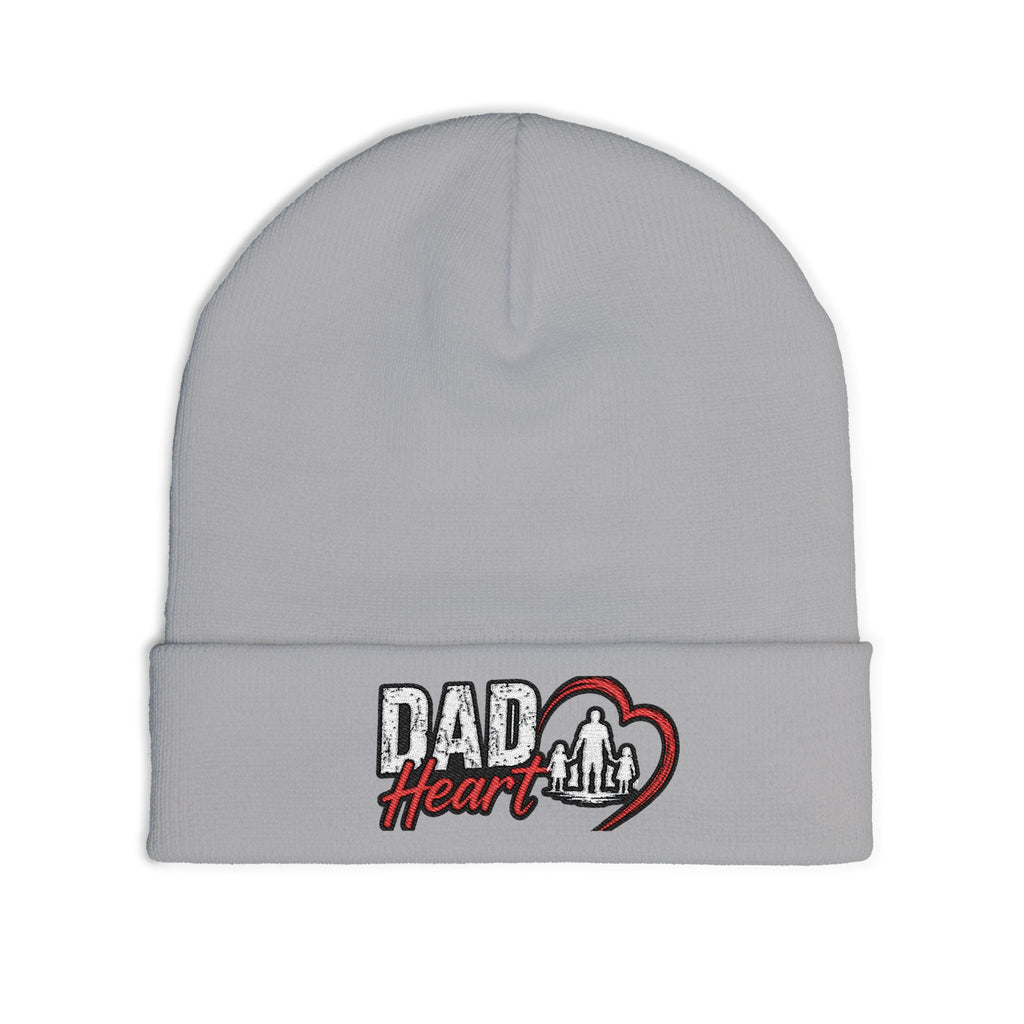 Dad Heart Embroidered Knit Beanie — Father’s Day Cozy Dad Hat