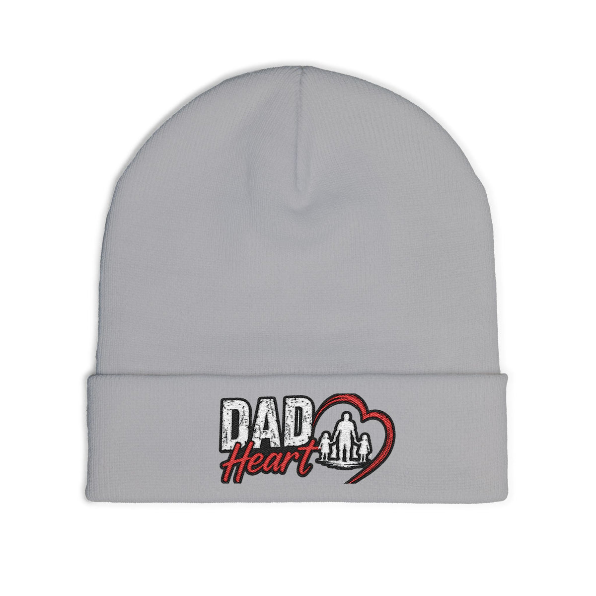 Dad Heart Embroidered Knit Beanie — Father’s Day Cozy Dad Hat