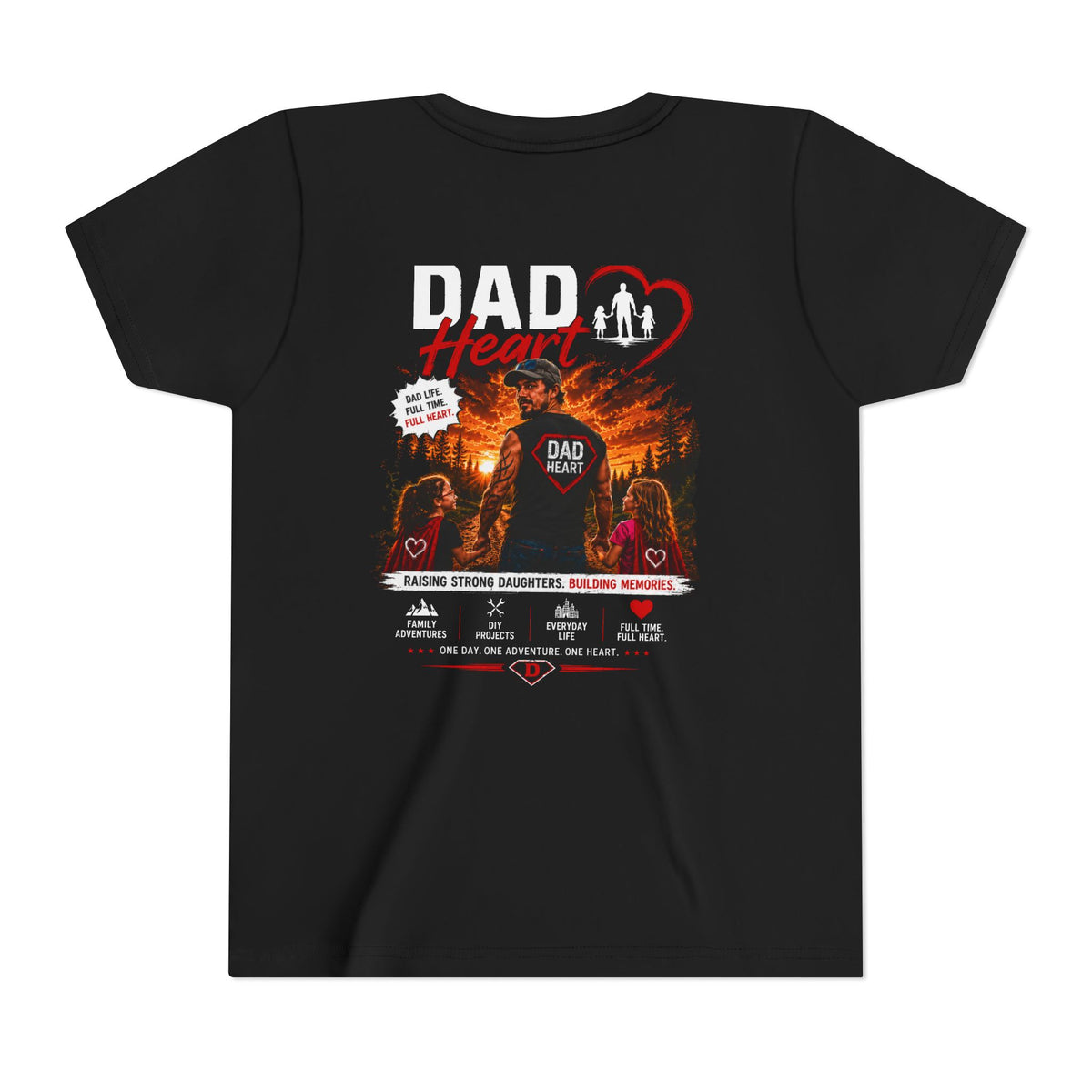 Youth Tee — “Dad Heart” Father & Kids Heart Graphic Shirt