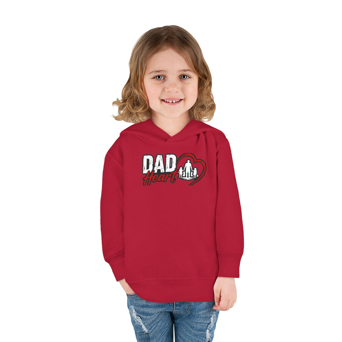 Toddler Hoodie — "Dad Heart" Superhero Bear Pullover