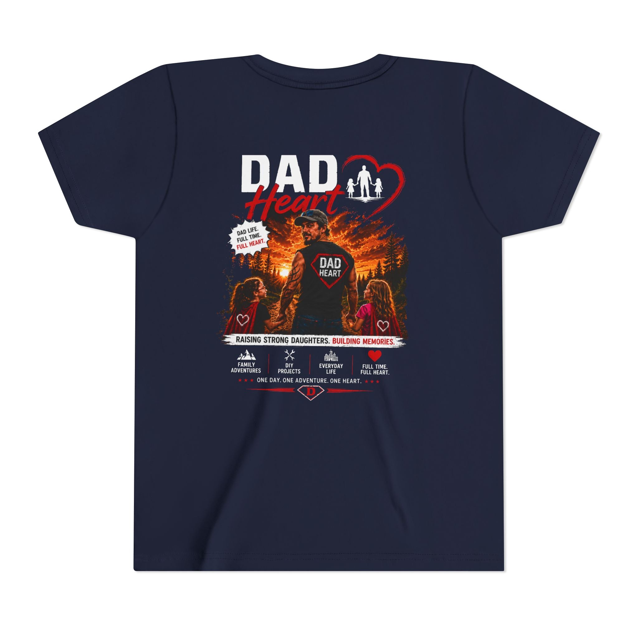Youth Tee — “Dad Heart” Father & Kids Heart Graphic Shirt