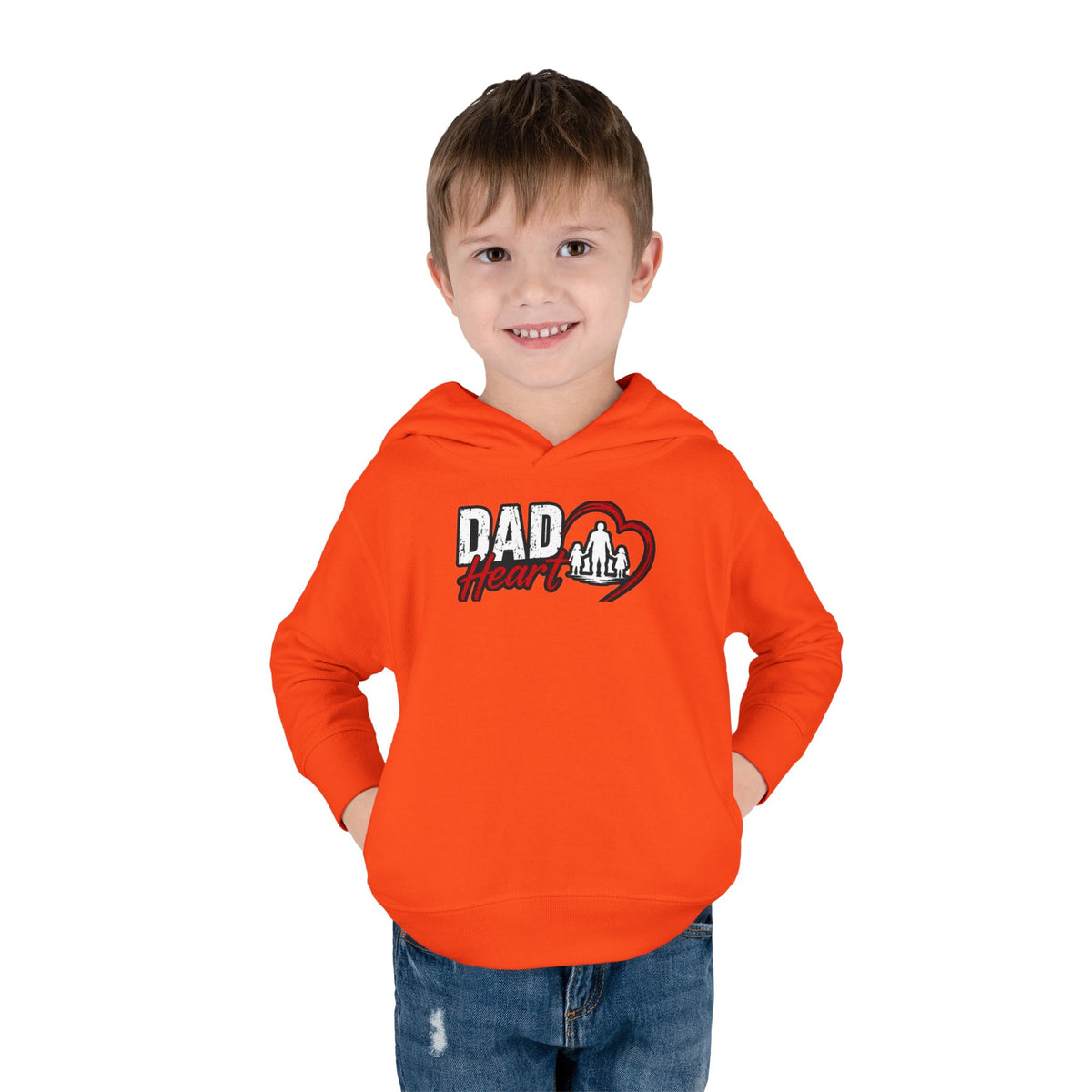 Toddler Hoodie — "Dad Heart" Superhero Bear Pullover