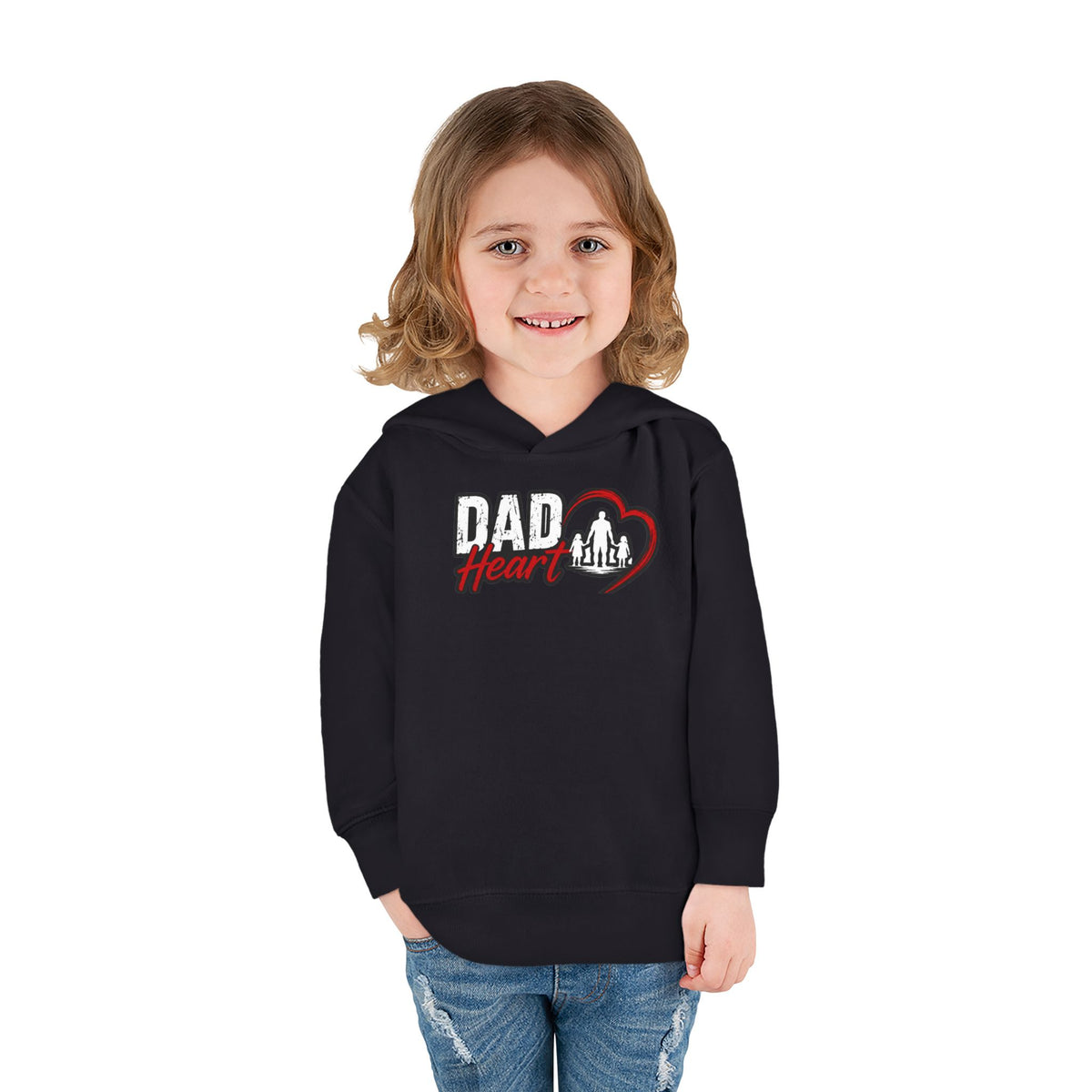 Toddler Hoodie — "Dad Heart" Superhero Bear Pullover