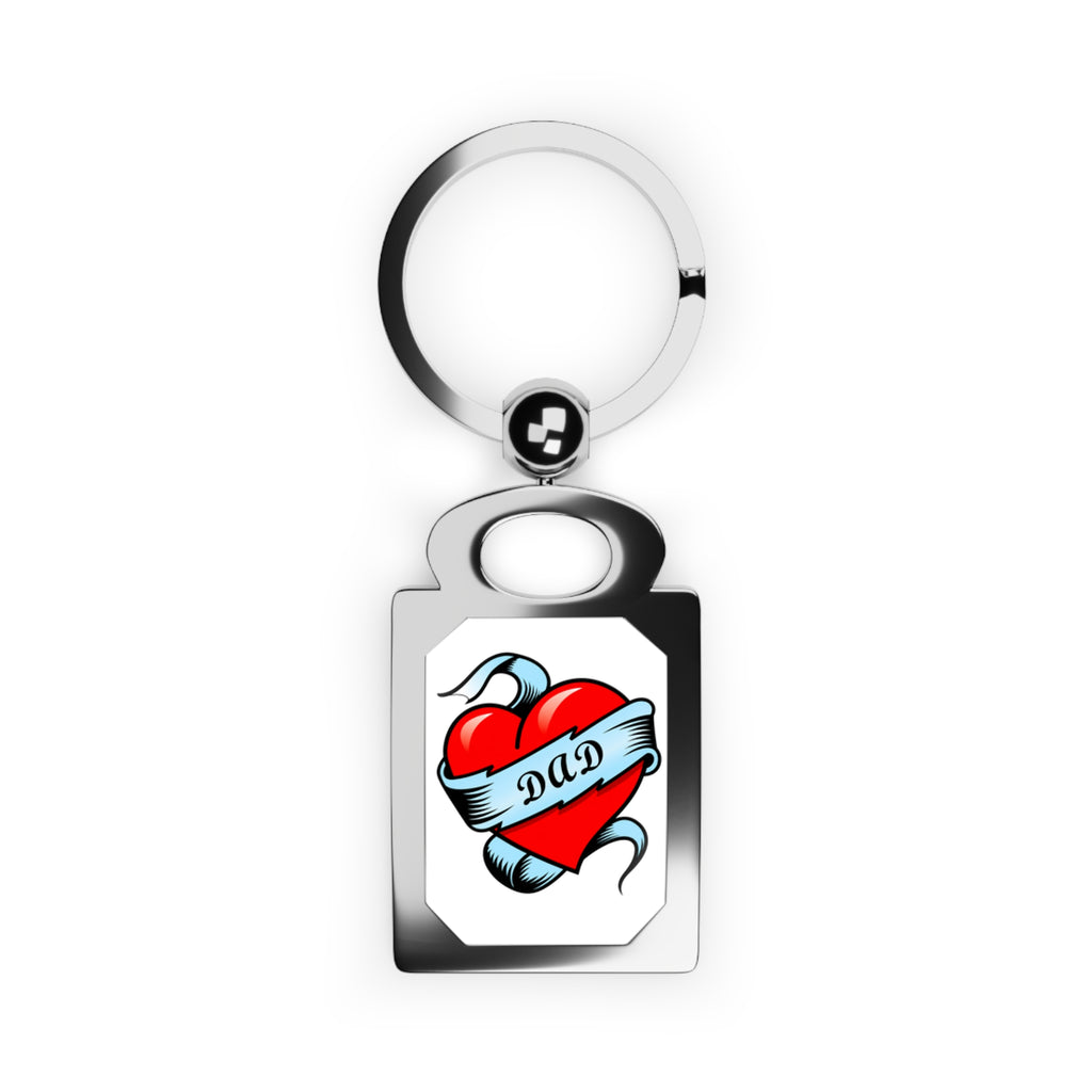 Dad Heart Tattoo Rectangle Keyring — Personalized Dad Gift for Father’s Day