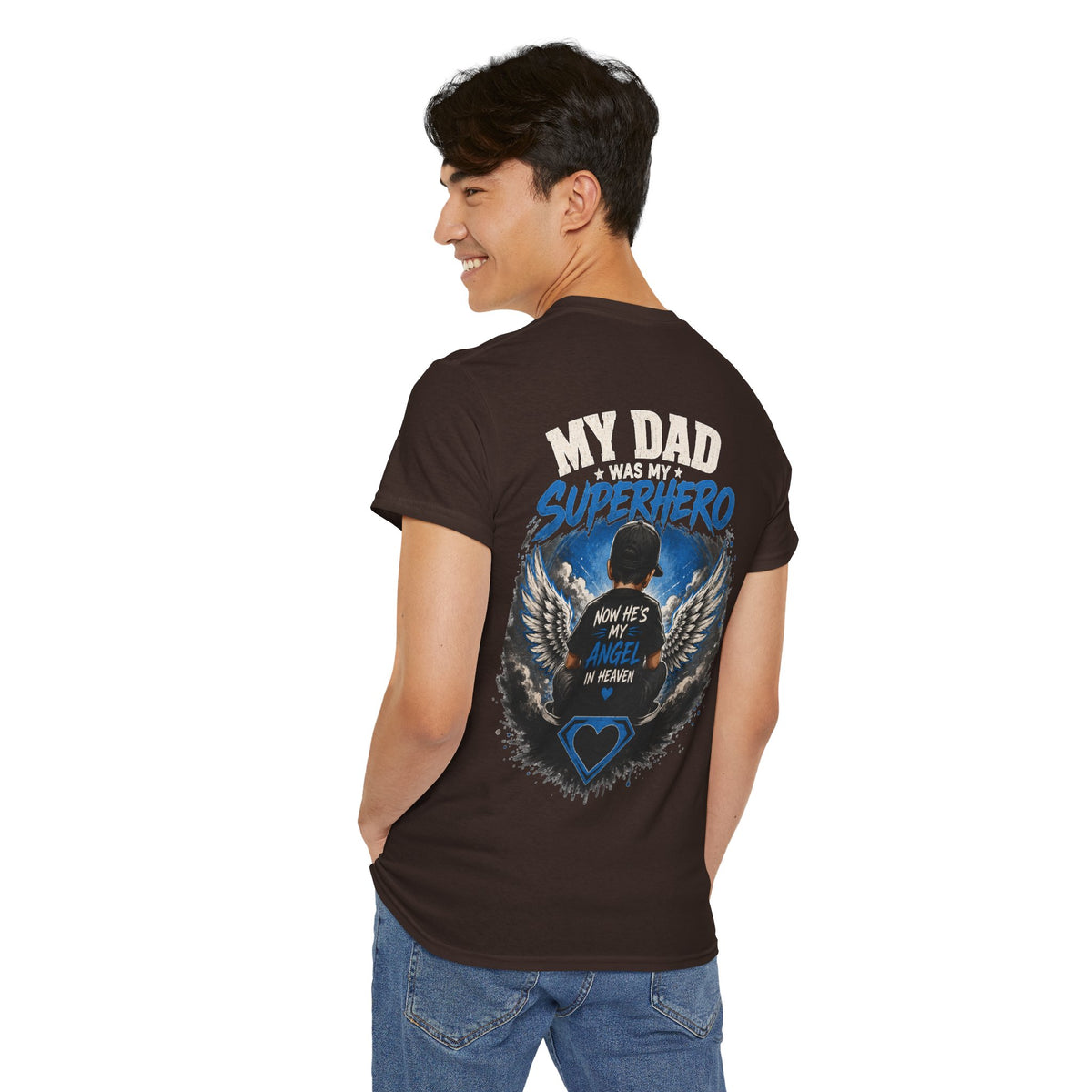 My Dad Superhero Tee — 'Now He’s My Angel in Heaven' Memorial T-Shirt