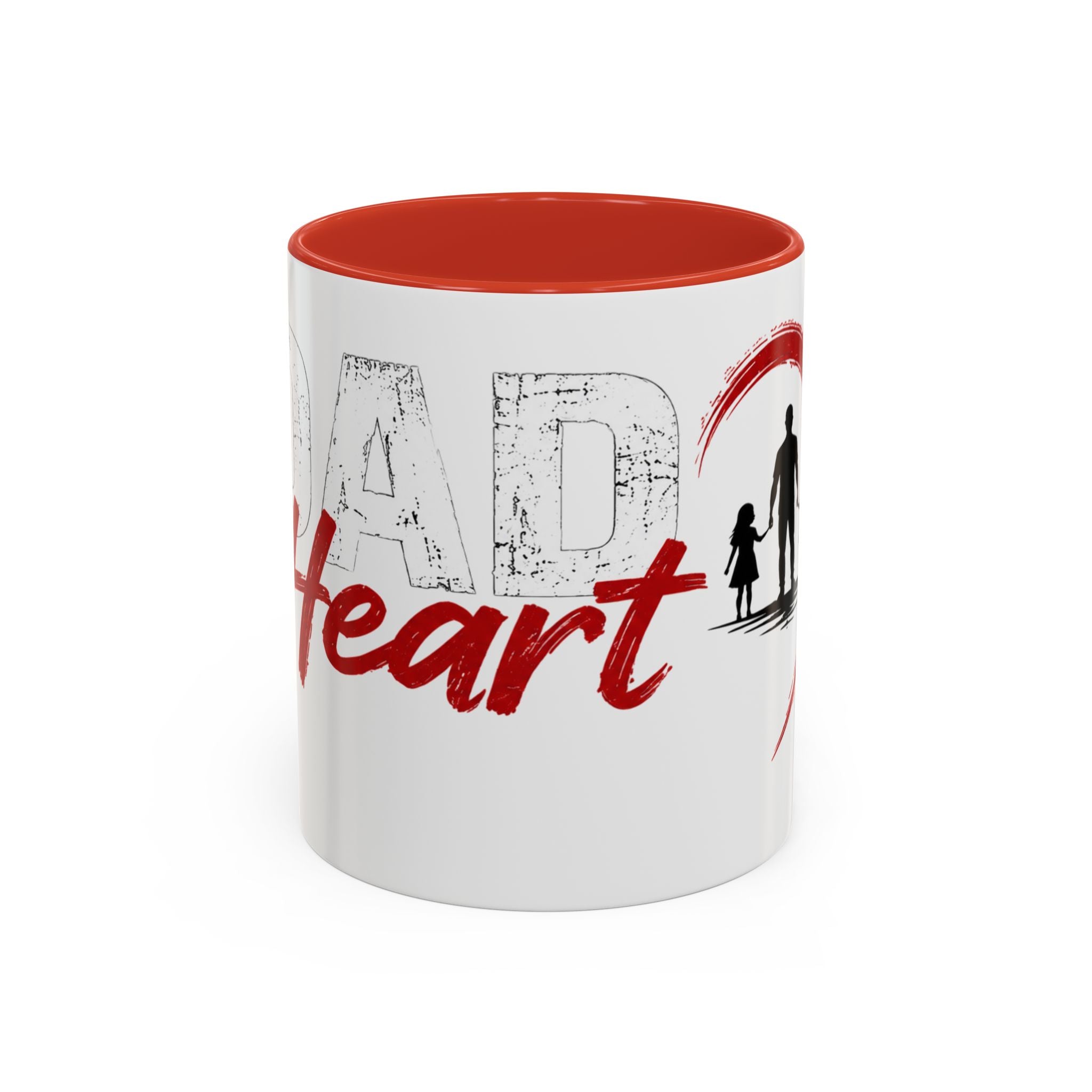 Dad Heart Coffee Mug — Father & Kids Silhouette Accent Mug (11/15 oz)
