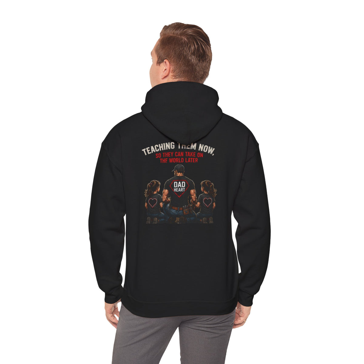 Dad Life Hoodie — 'Dad Heart' Father & Kids Matching Hoodie, 'Teach Them Now' Family Father's Day Gift