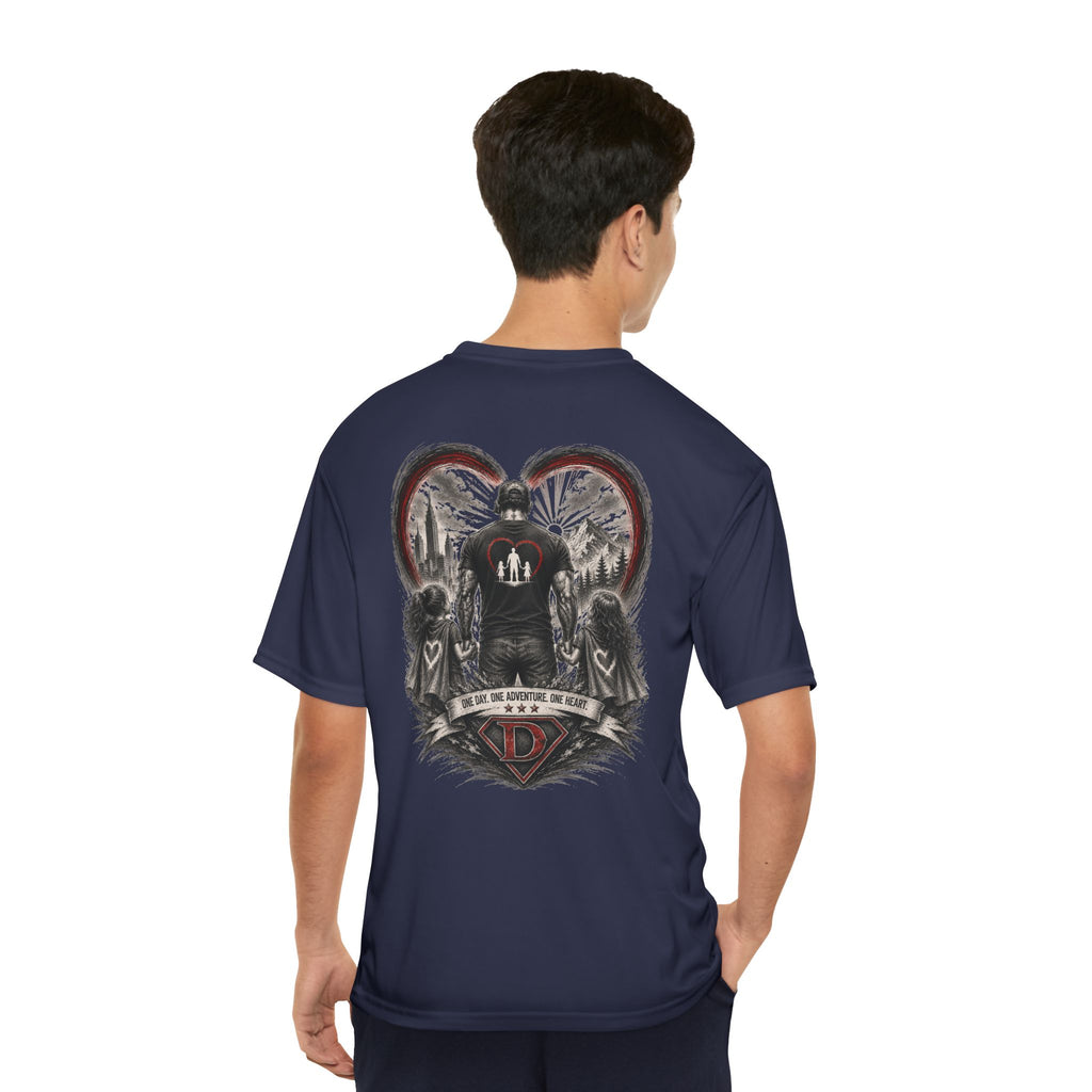 Men's T-Shirt — Daddy Defender Design | Father & Kids Heart Graphic Performance Tee