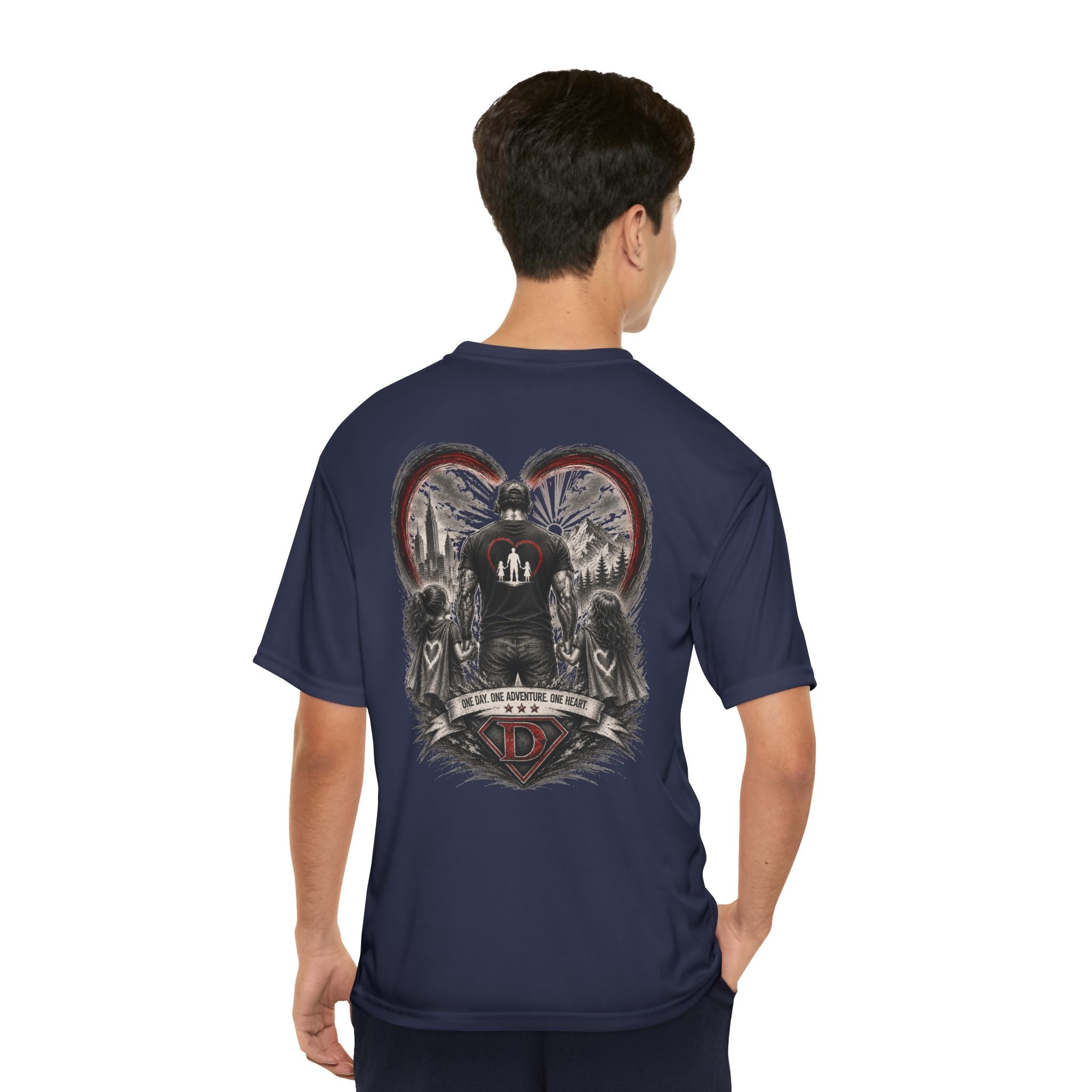 Men's T-Shirt — Daddy Defender Design | Father & Kids Heart Graphic Performance Tee