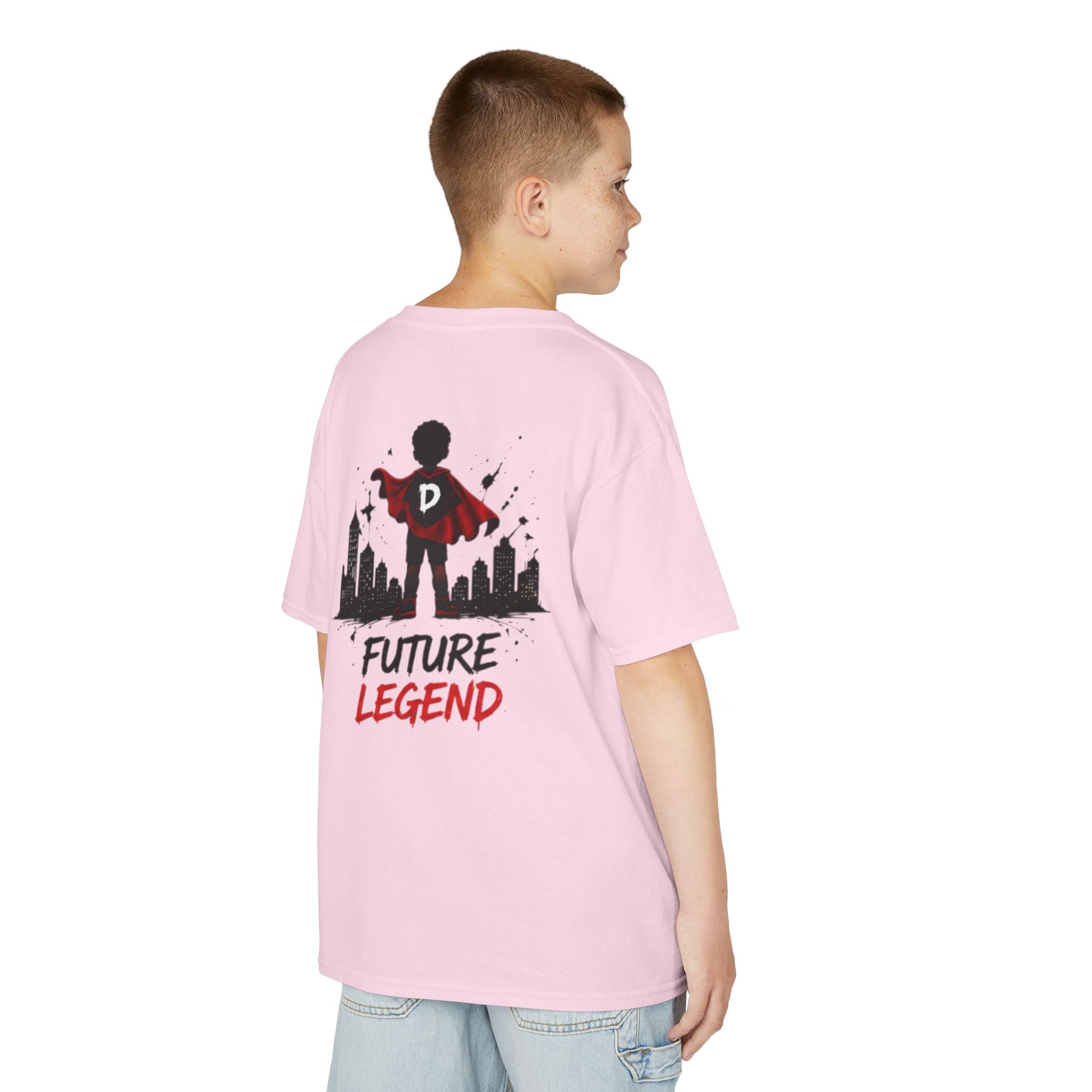 Kids Tee — "Strong Brave Loved" Front & "Future Legend" Superhero Back
