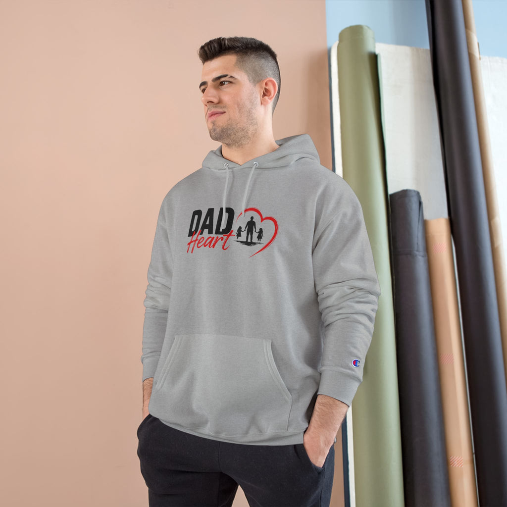 Dad Heart Hoodie — "Raising Strong Daughters" Champion Pullover for Fathers