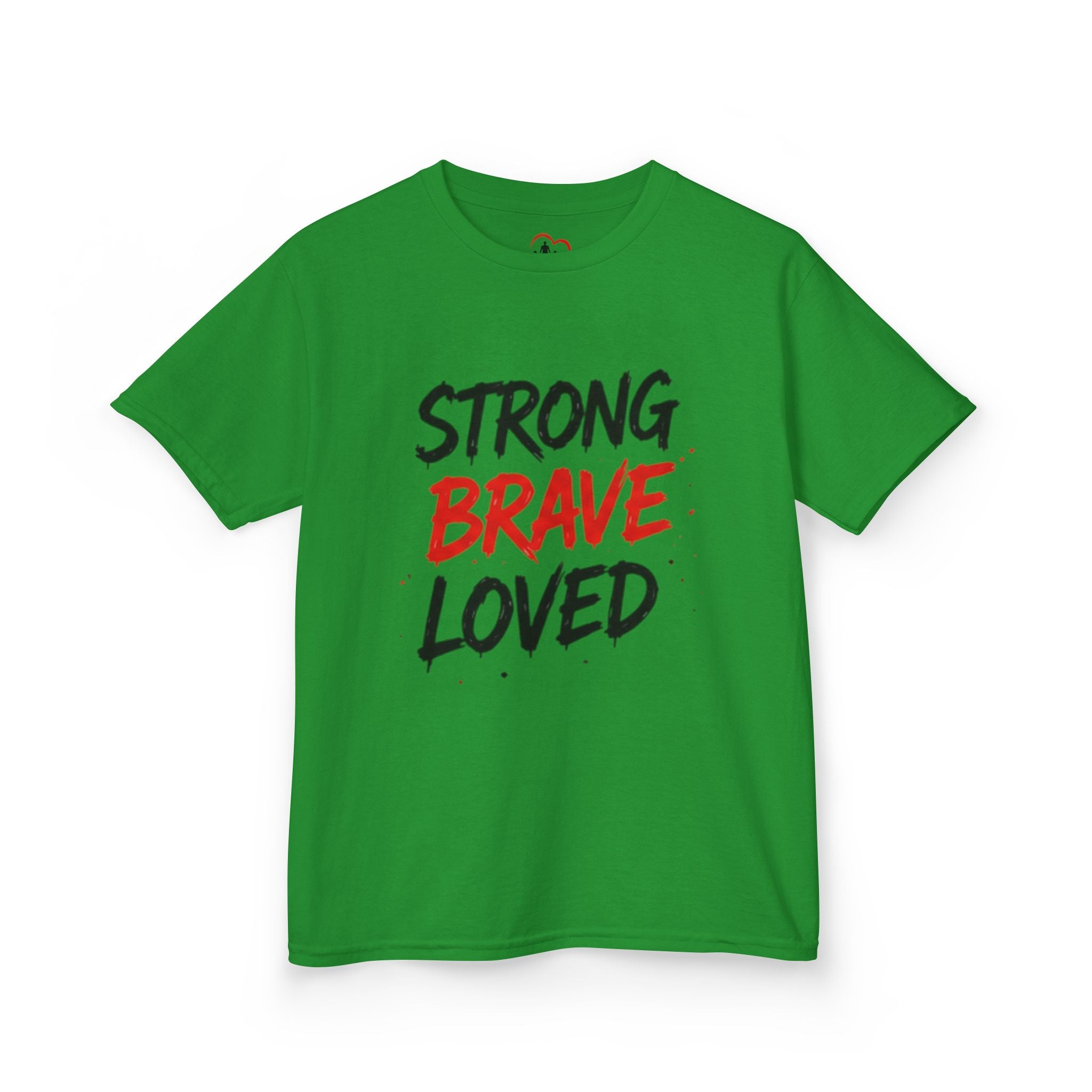 Kids Tee — "Strong Brave Loved" Front & "Future Legend" Superhero Back