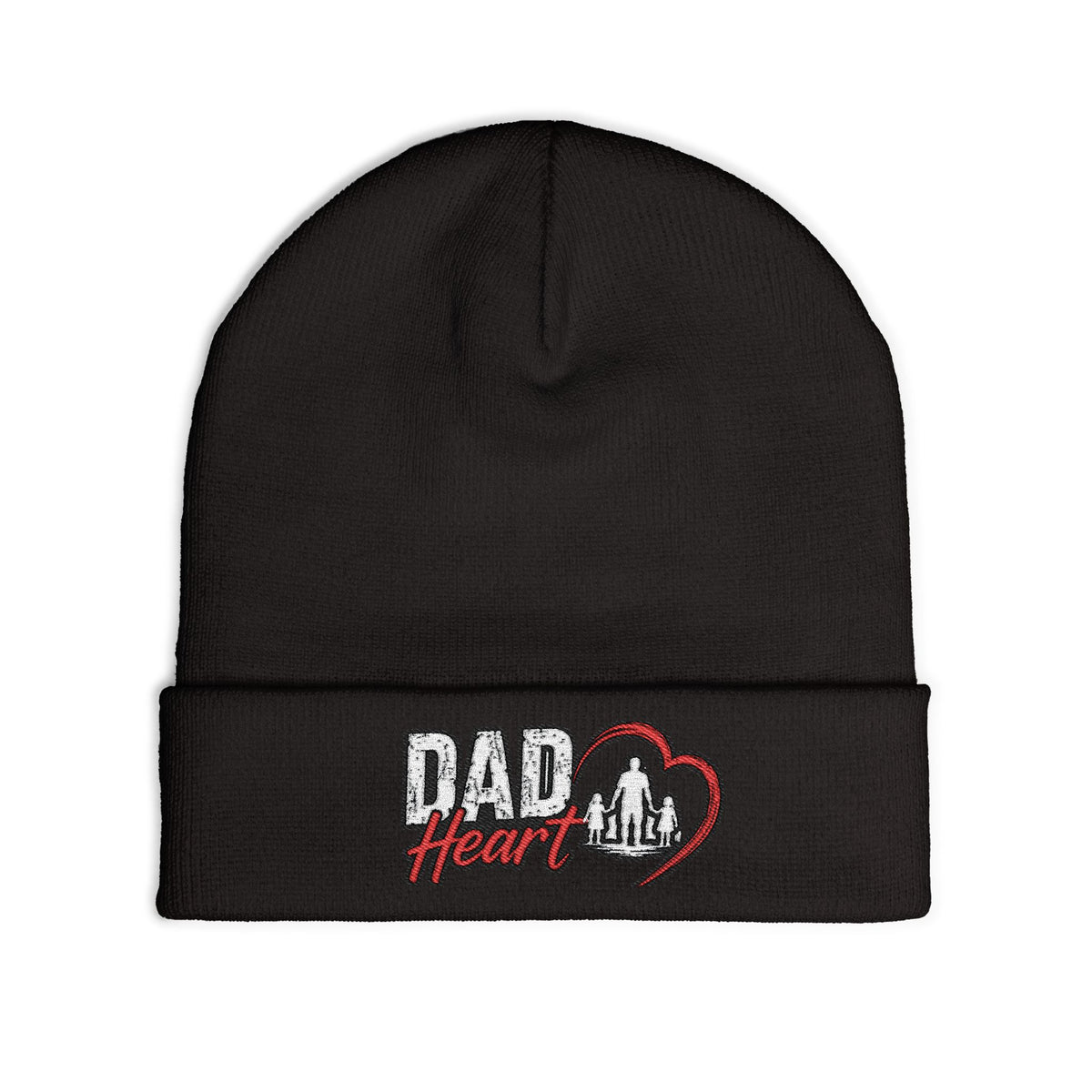 Dad Heart Embroidered Knit Beanie — Father’s Day Cozy Dad Hat