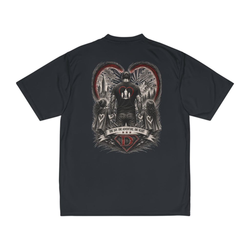 Men's T-Shirt — Daddy Defender Design | Father & Kids Heart Graphic Performance Tee