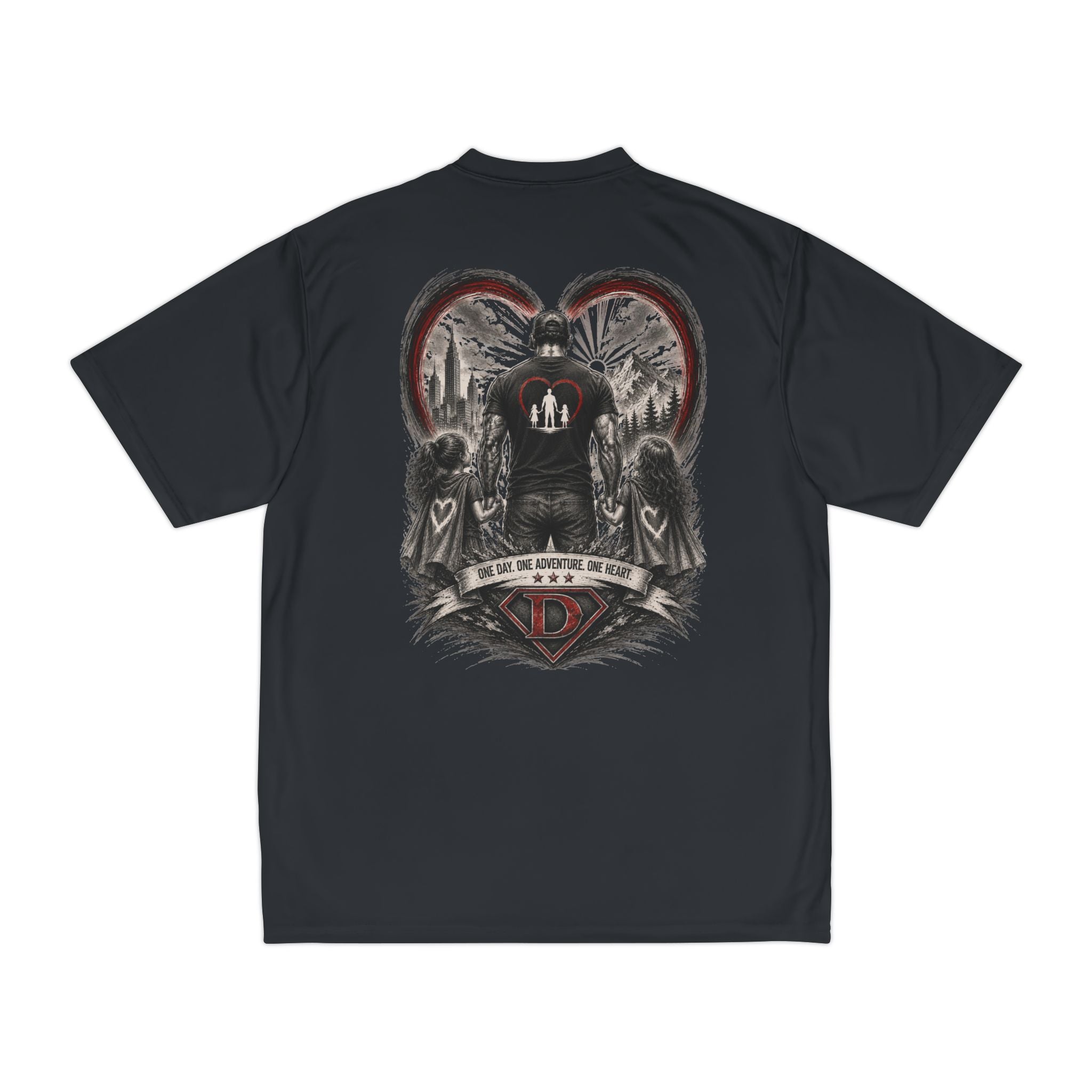 Men's T-Shirt — Daddy Defender Design | Father & Kids Heart Graphic Performance Tee