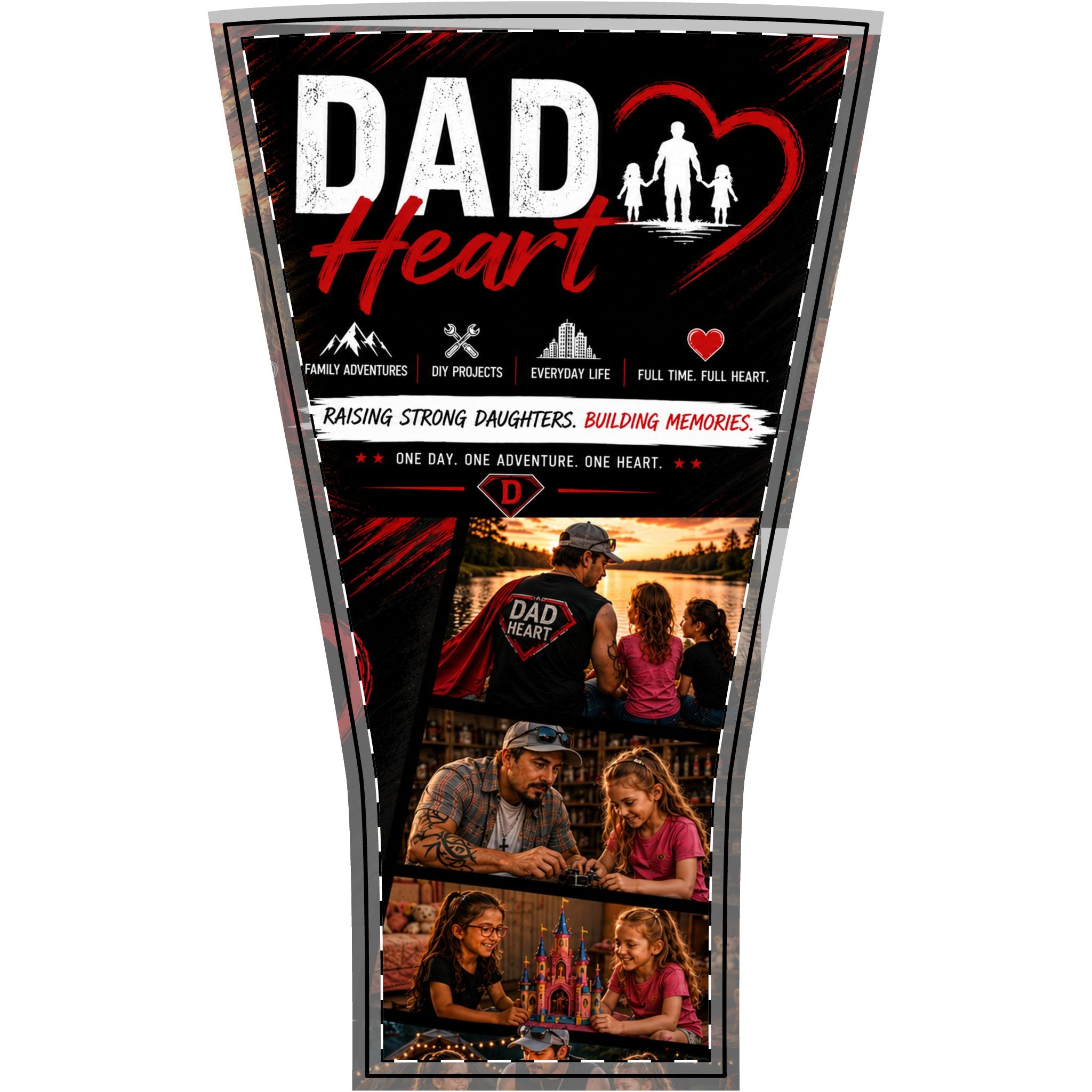 Dad Heart Arm Sleeve — "Full Custody. Full Heart." Father-Daughter Tribute Sleeve