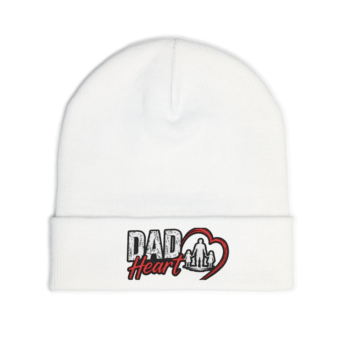 Dad Heart Embroidered Knit Beanie — Father’s Day Cozy Dad Hat