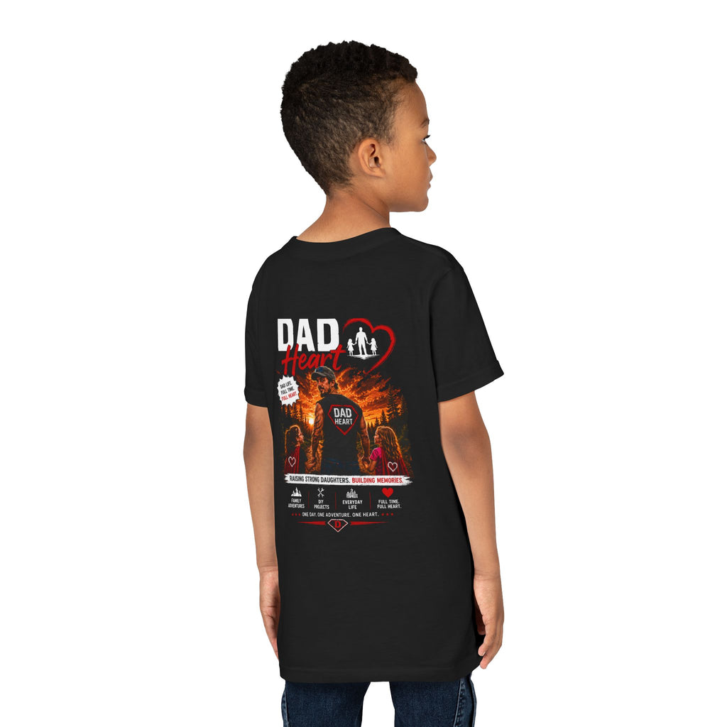 Youth Tee — “Dad Heart” Father & Kids Heart Graphic Shirt
