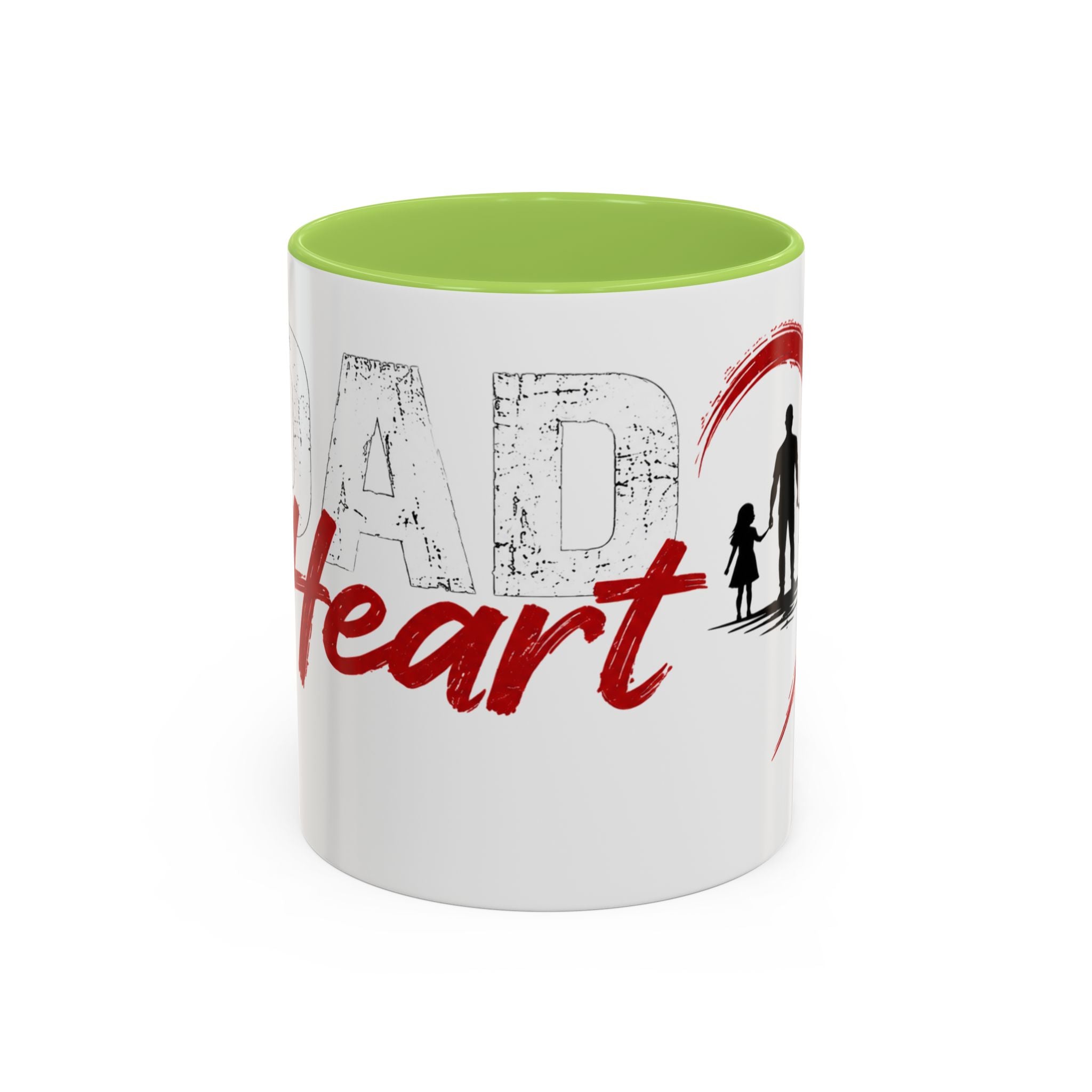 Dad Heart Coffee Mug — Father & Kids Silhouette Accent Mug (11/15 oz)