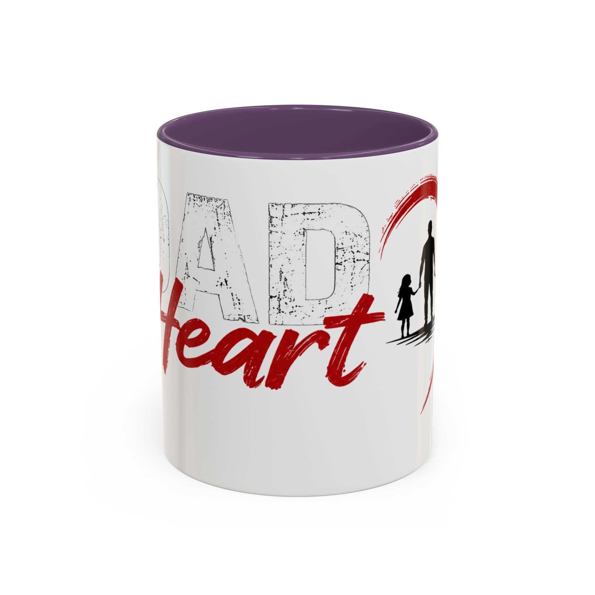 Dad Heart Coffee Mug — Father & Kids Silhouette Accent Mug (11/15 oz)
