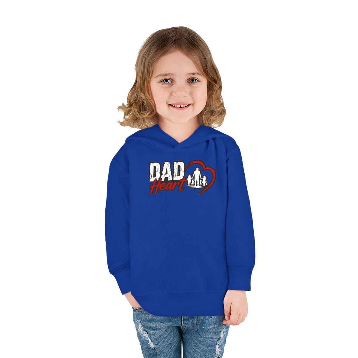 Toddler Hoodie — "Dad Heart" Superhero Bear Pullover