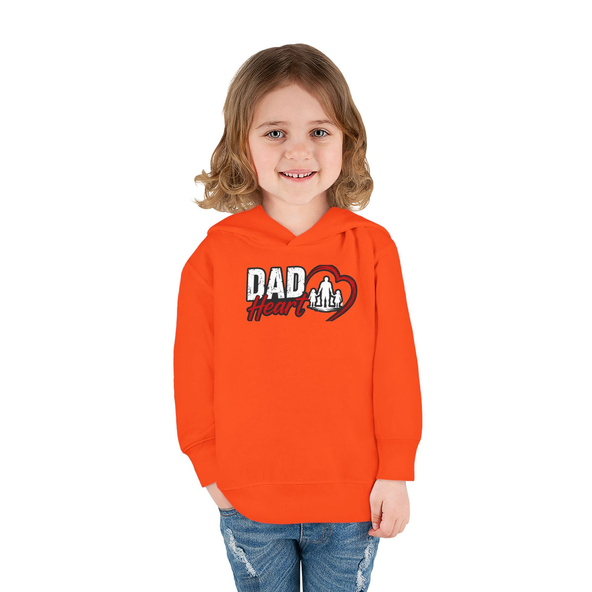 Toddler Hoodie — "Dad Heart" Superhero Bear Pullover