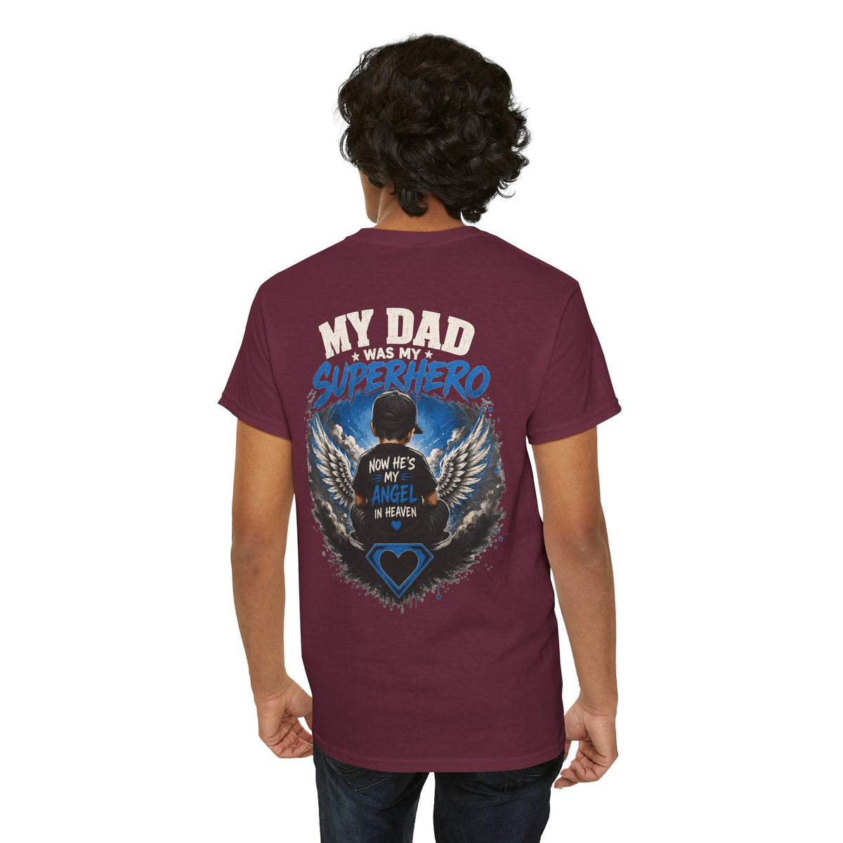 My Dad Superhero Tee — 'Now He’s My Angel in Heaven' Memorial T-Shirt