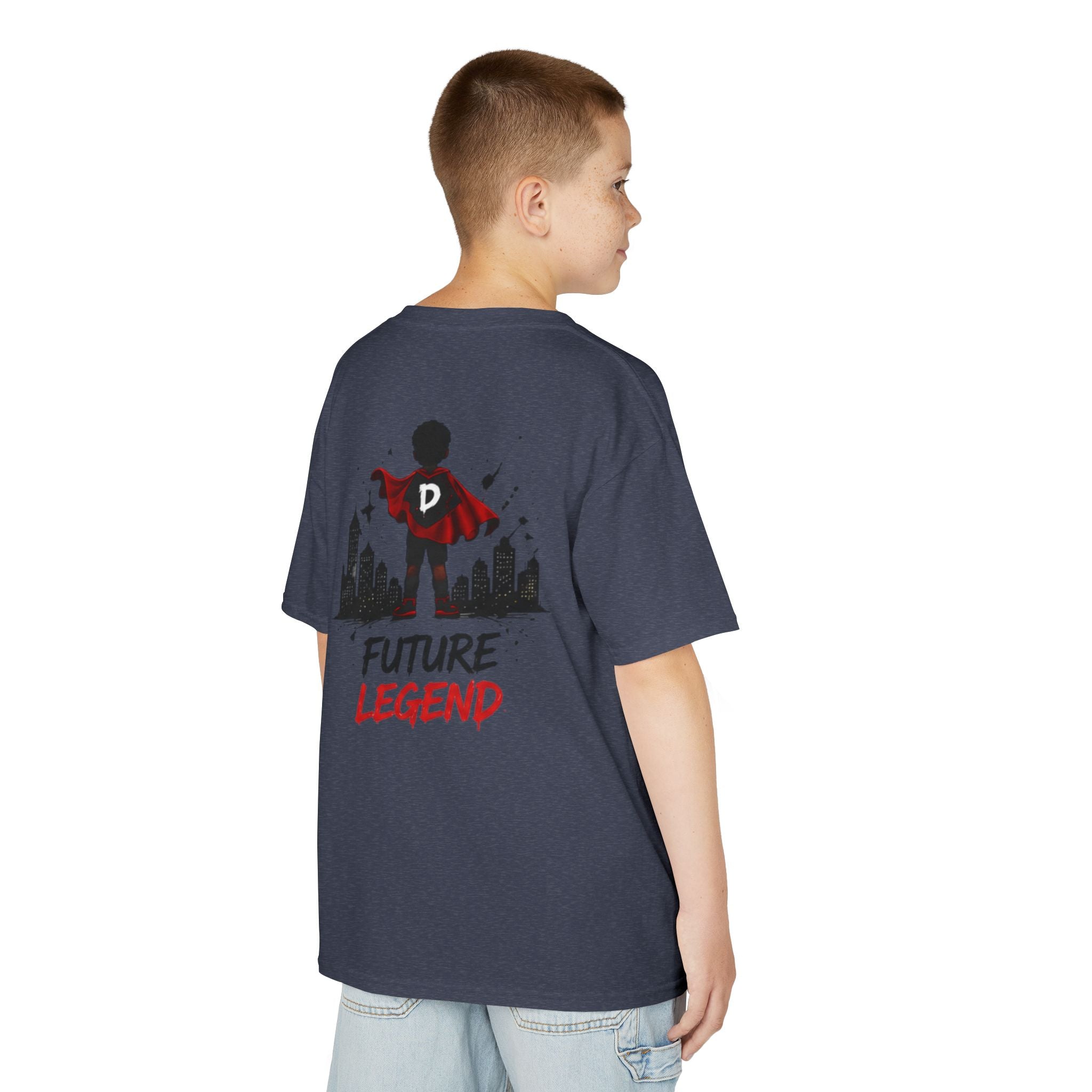 Kids Tee — "Strong Brave Loved" Front & "Future Legend" Superhero Back