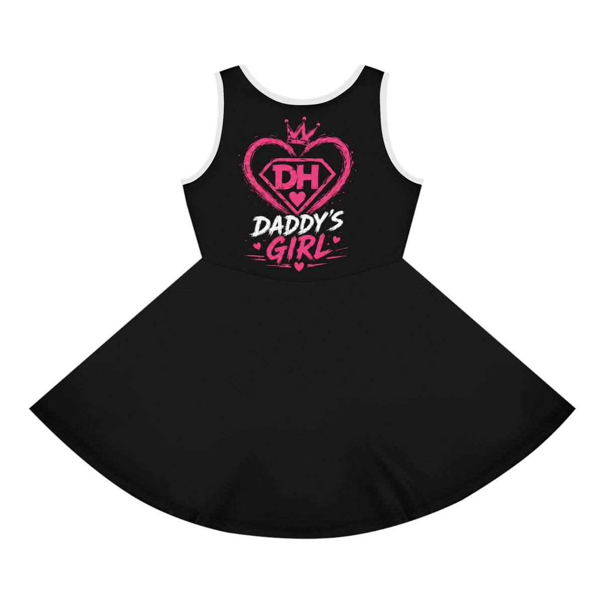 Daddy's Girl Bear Sundress — Girls' Black Sleeveless Dress with Superhero Teddy Design