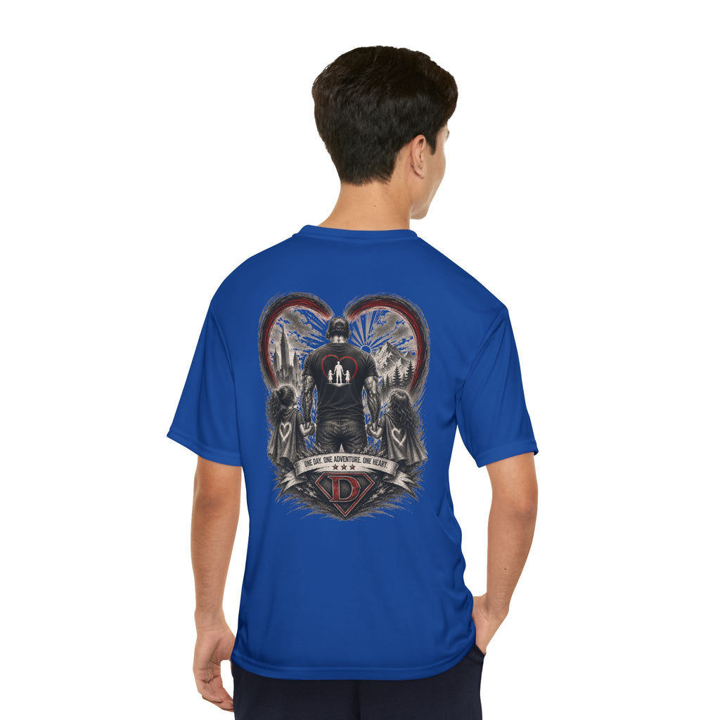 Men's T-Shirt — Daddy Defender Design | Father & Kids Heart Graphic Performance Tee